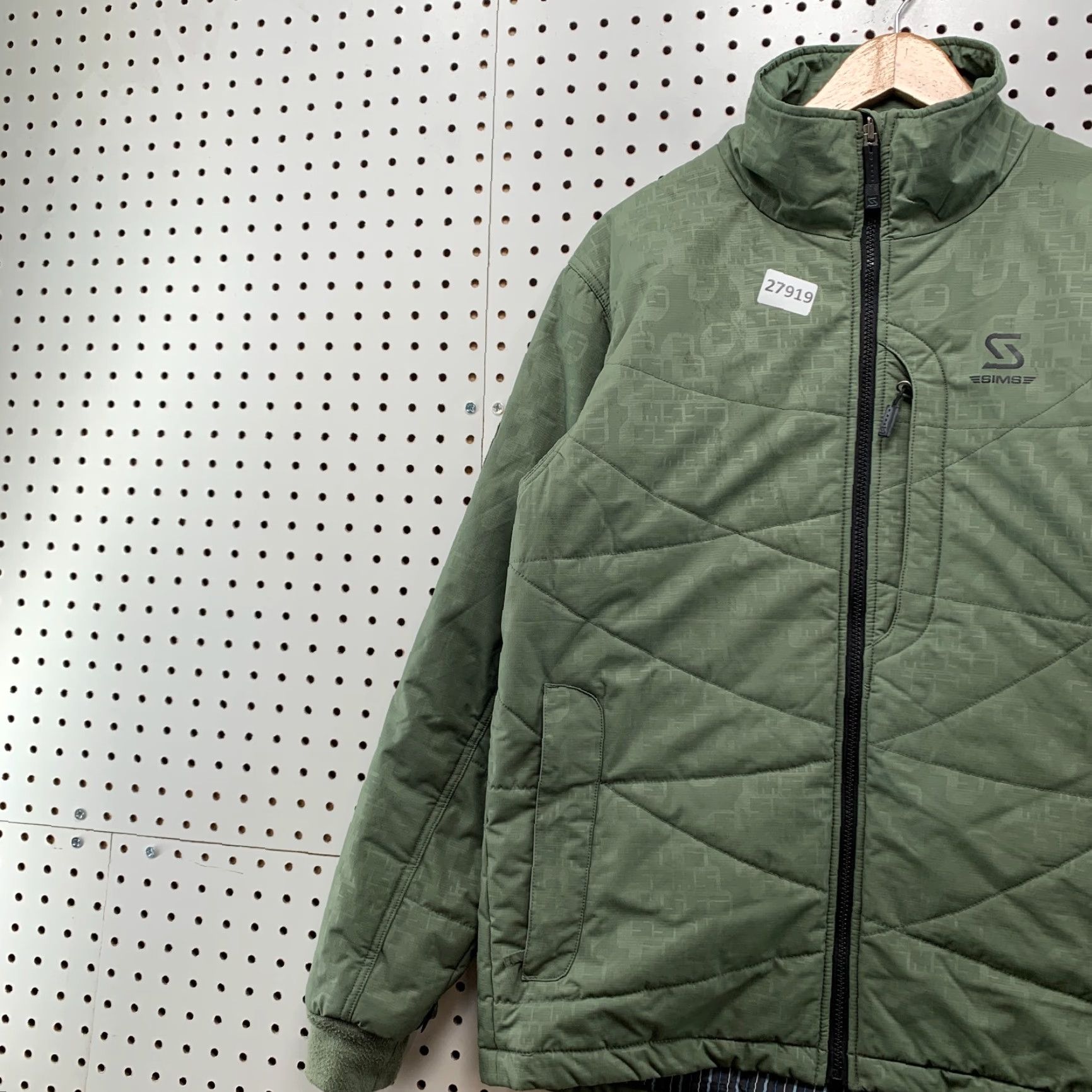 Spell VINTAGE Sims Jacket Green Full Zip Bomber Nylon Men's Medium 90s Spell Out AOP Size US M / EU 48-50 / 2 - 3 Thumbnail