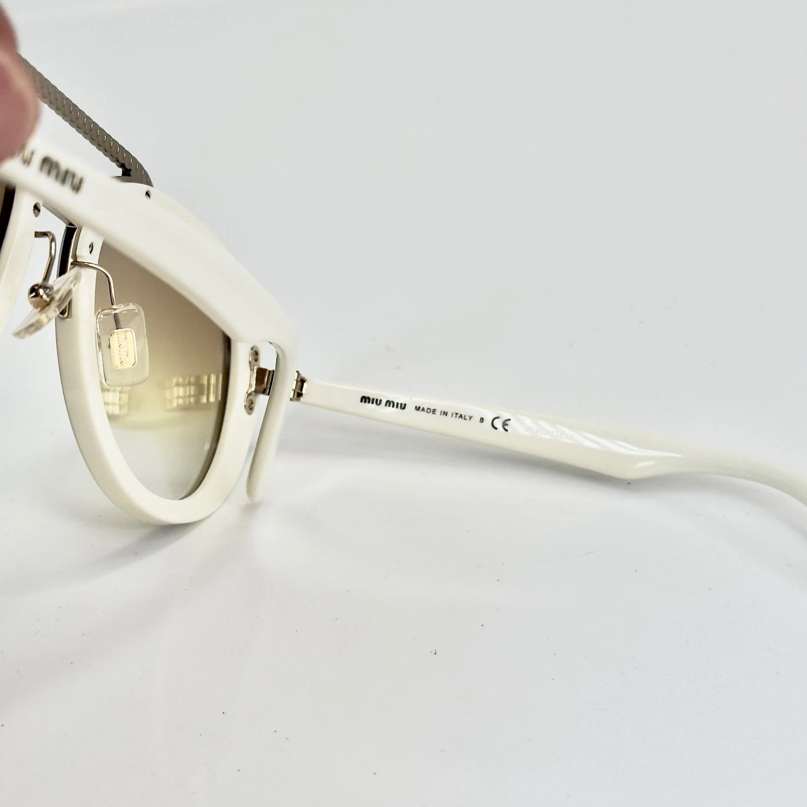 Miu Miu MIU MIU MU05VS COLLECTION 05V White Silver Aviator Sunglass Size ONE SIZE - 3 Thumbnail