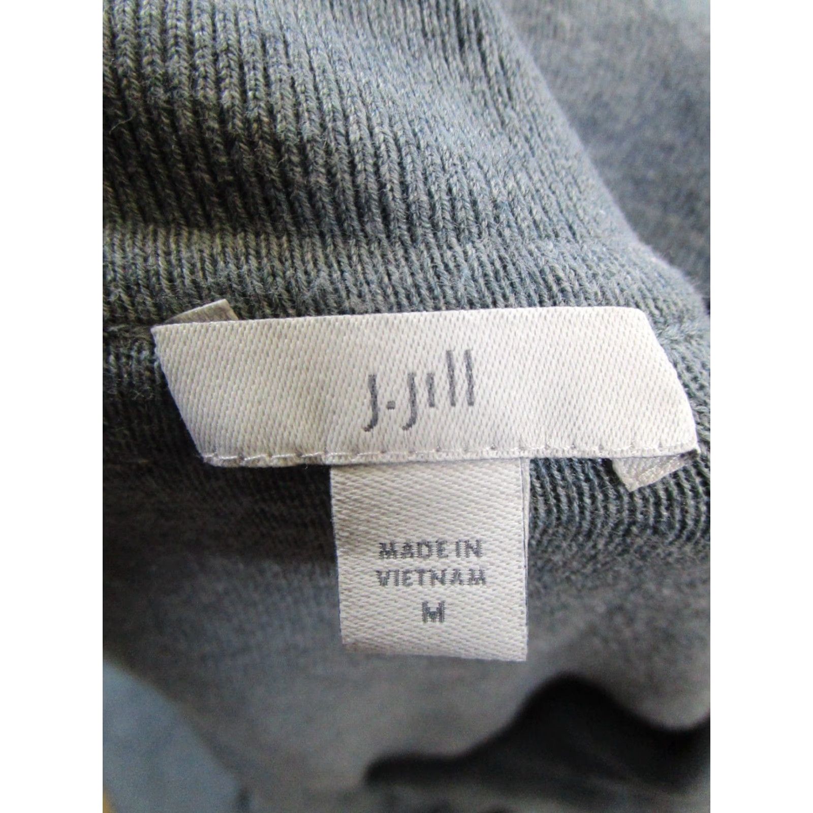 J. Jill J.Jill Cardigan Sweater Womens Medium Gray Open Front Cotton Blend Knit V-Neck Casual Winter Fall Spring Size M / US 6-8 / IT 42-44 - 3 Thumbnail