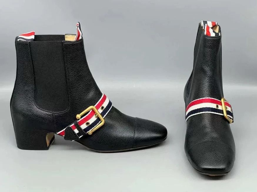 Thom Browne Thom Browne Black Ankle Boots with Stripes Size US 4.5 / IT 34.5 - 1 Thumbnail