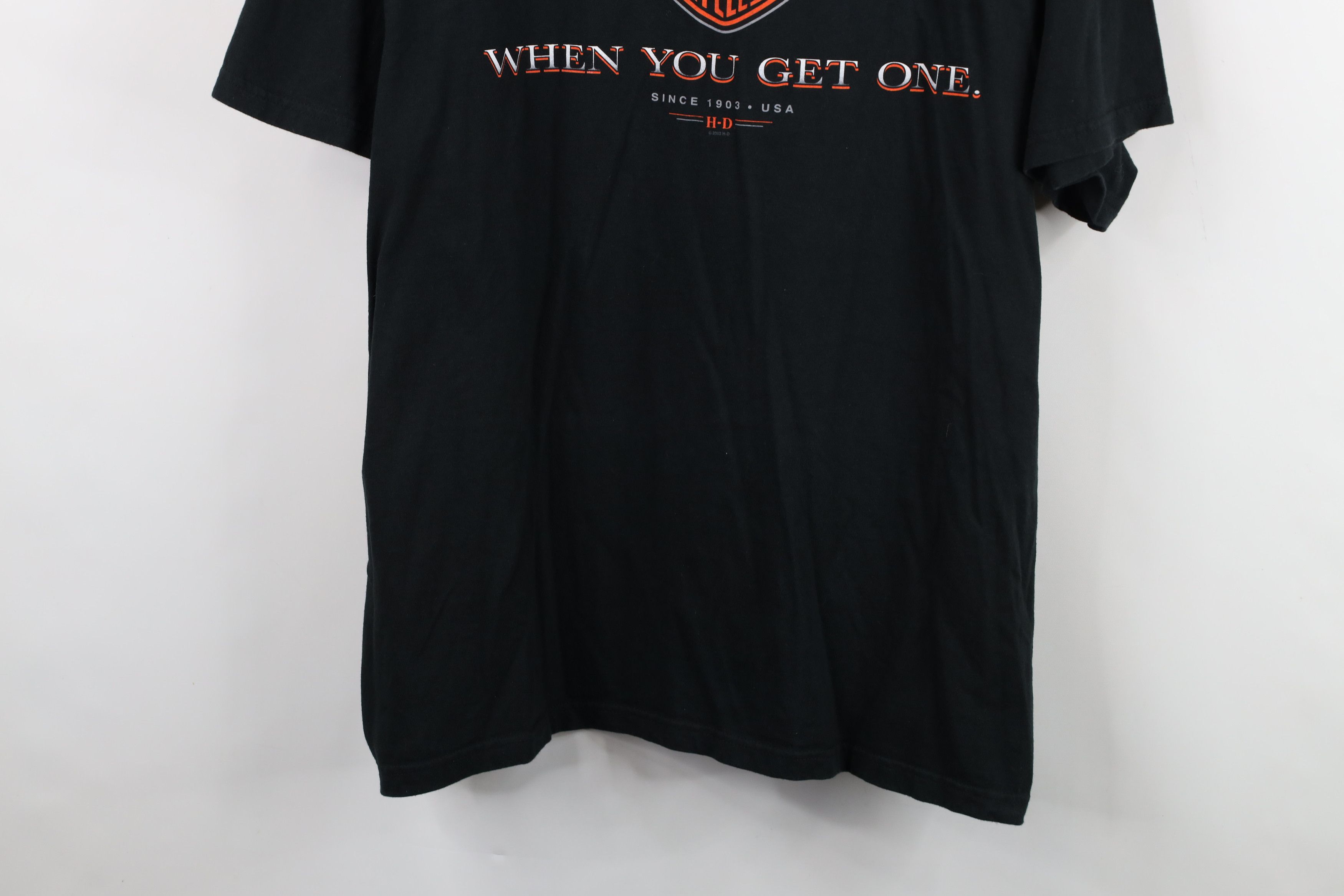 Harley Davidson Vintage Y2K 2003 Harley Davidson Spell Big Logo T-Shirt USA Size US XXL / EU 58 / 5 - 3 Thumbnail