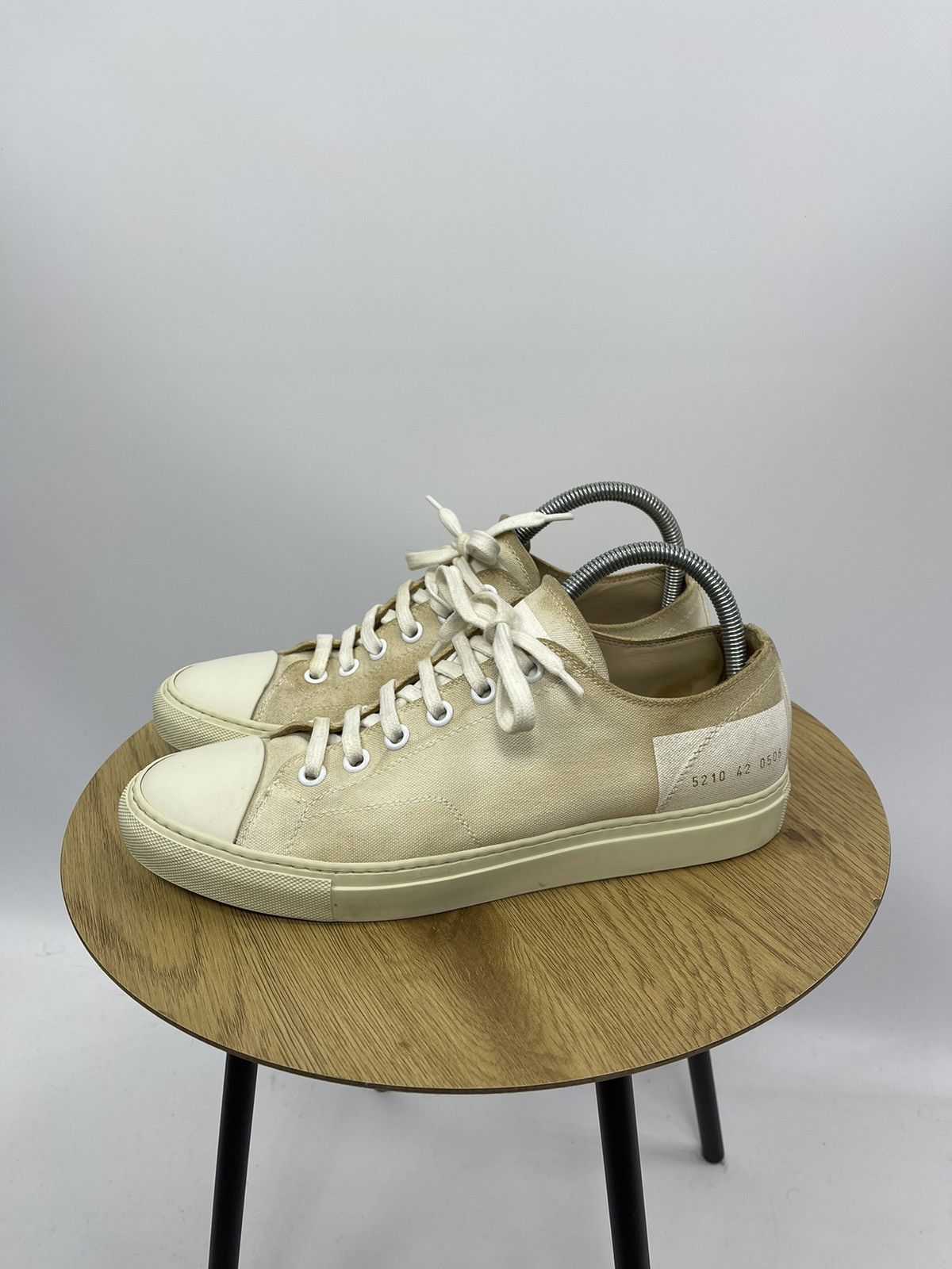Common Projects Common Projects Beige Cotton and Leather Low SneakersEU 42 Size US 8 / EU 41 - 1 Thumbnail