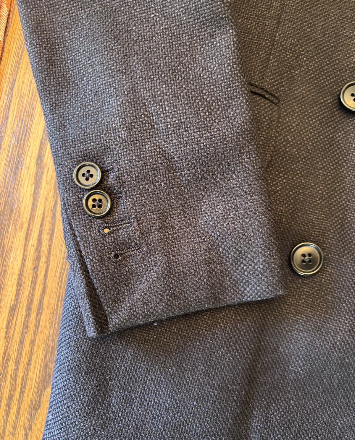 Other Black Basketweave Double Breasted Wool Suit Size 34S - 7 Thumbnail