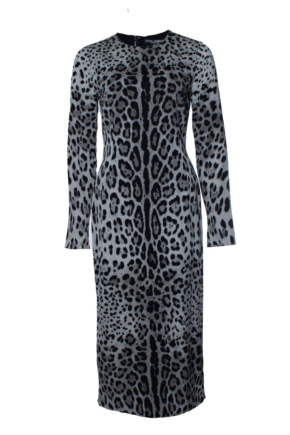Dolce & Gabbana grey leopard printed maxi dress