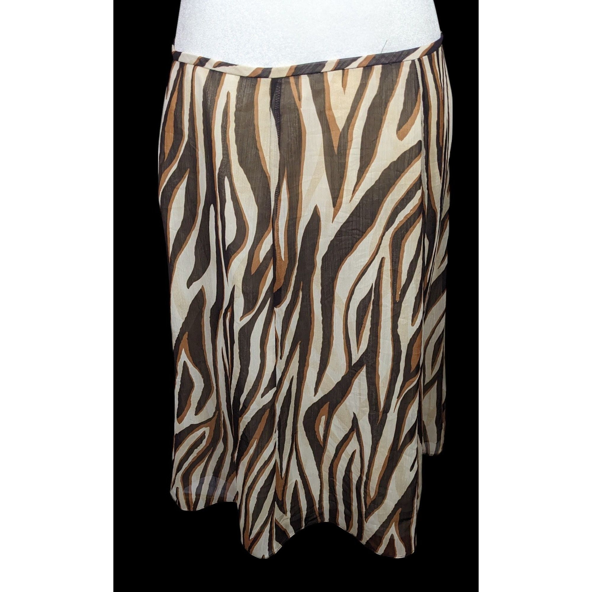 Other Vintage Le Suit Brown Zebra Stripe Midi Skirt Size 31" - 1 Thumbnail