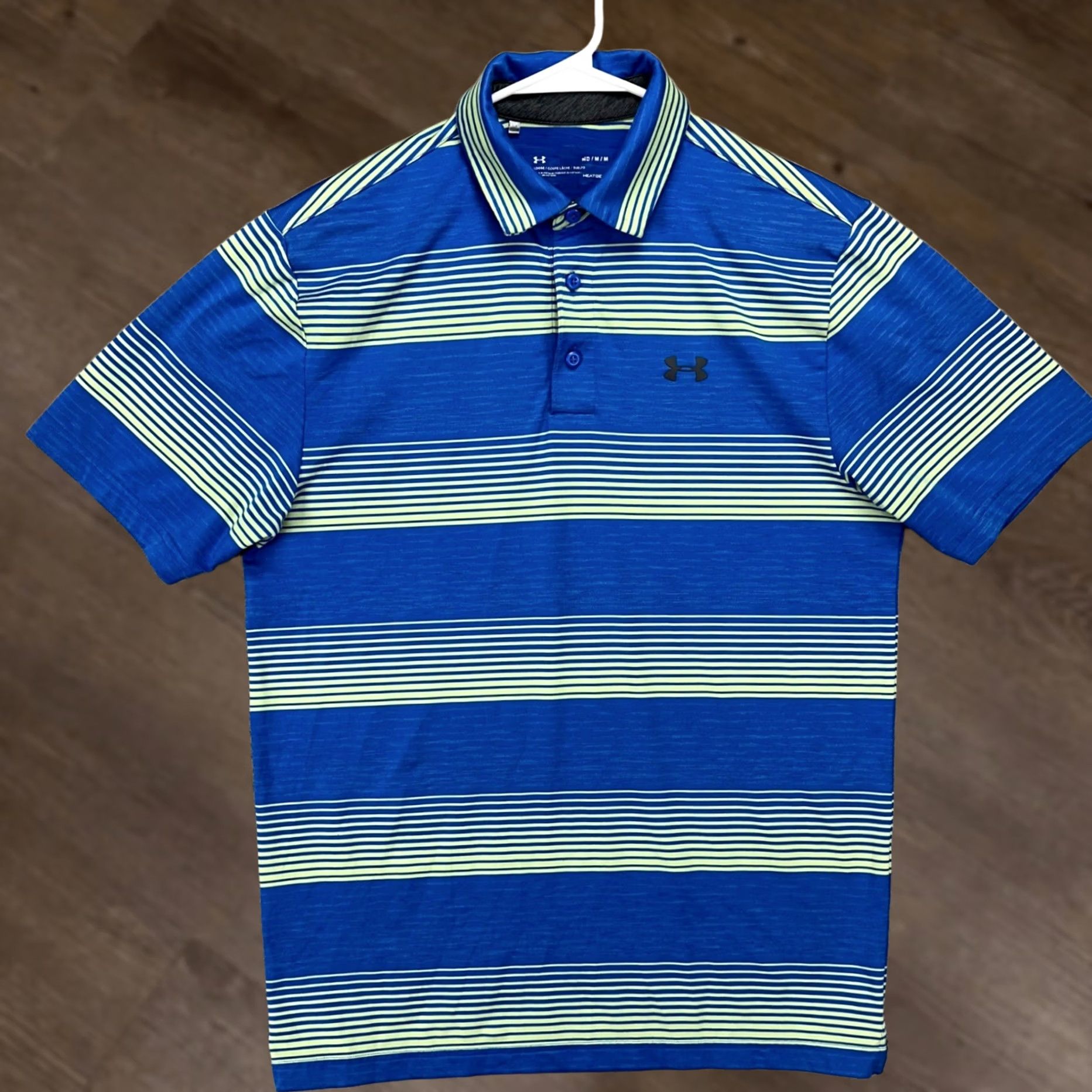 Under Armour Under Armour Heat Gear Shirt Golf Polo Mens Medium Blue Stripes Rugby Athletic Size US M / EU 48-50 / 2 - 1 Thumbnail
