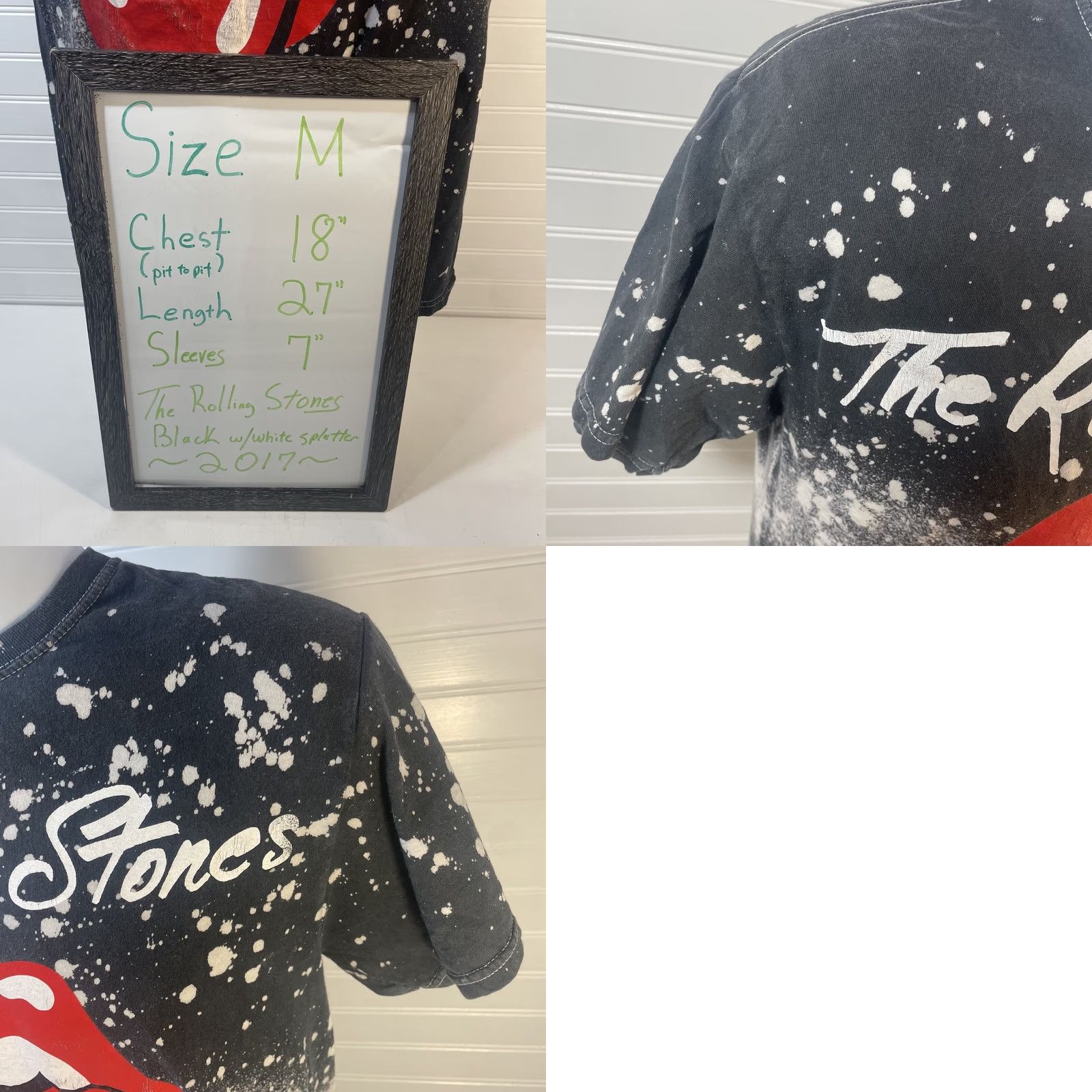 Vintage The Rolling Stones Shirt Men Medium Black White Paint Splatter Tongue Graphic Size US M / EU 48-50 / 2 - 10 Thumbnail