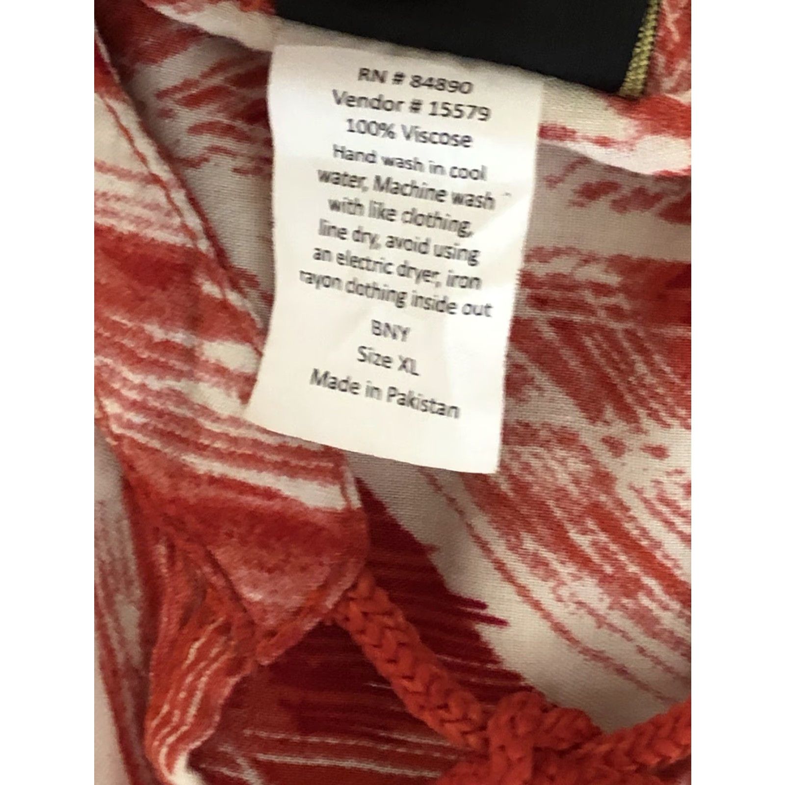 Vintage Salon Studio Top XL Red Ivory Geo Tie Neck Sleeveless Hi Lo Hem beach coastal Size XL / US 12-14 / IT 48-50 - 6 Thumbnail