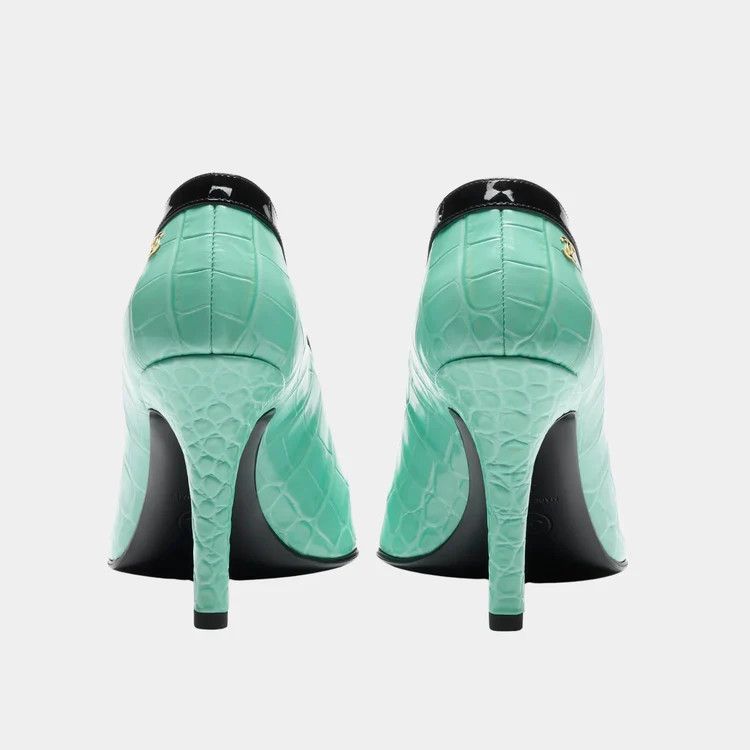 Chanel os11x0426 Square-Toe Block Heel Pumps in Green Size US 9 / IT 39 - 3 Thumbnail