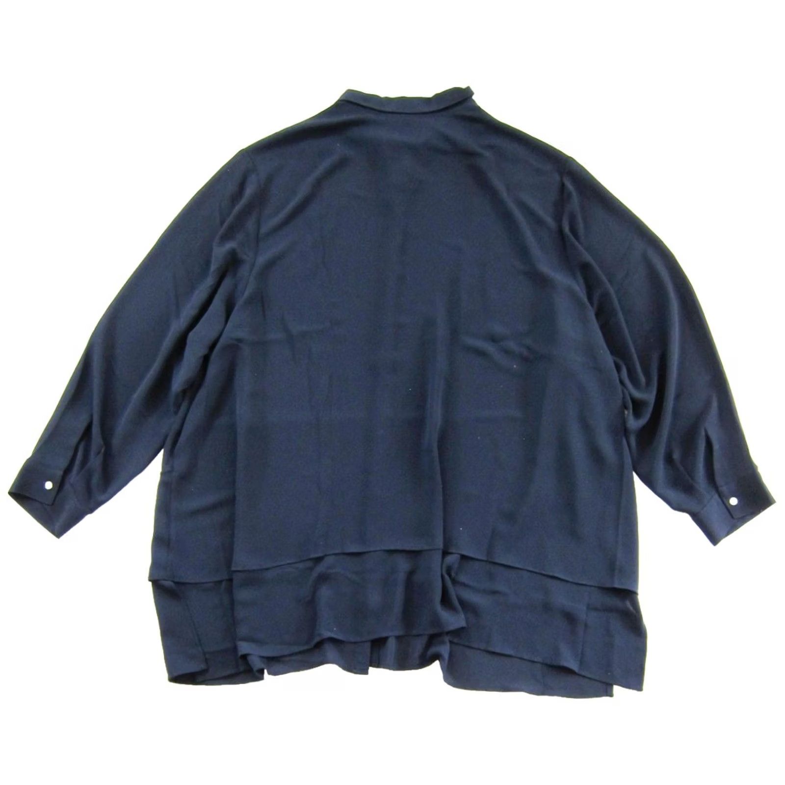 J. Jill J. Jill Blouse Shirt Navy Blue Collared Button Down Lined Long Sleeve Woman 4X NWT Size XXL / US 16-18 / IT 52-54 - 2 Thumbnail