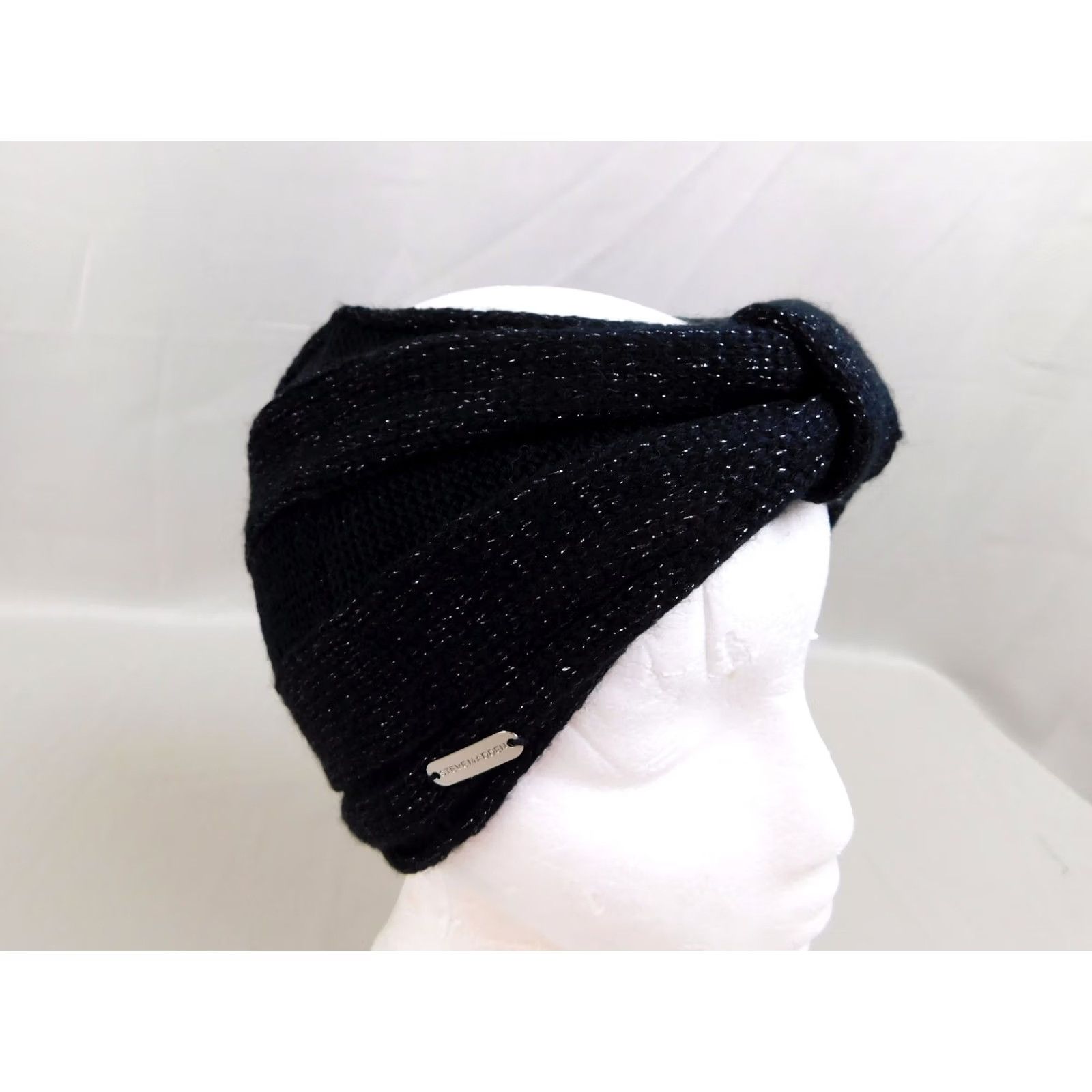 Steve Madden Steve Madden Headband Knit Metallic Black Silver Head Wrap Ear Warmers M29004 Womens Size ONE SIZE - 2 Thumbnail