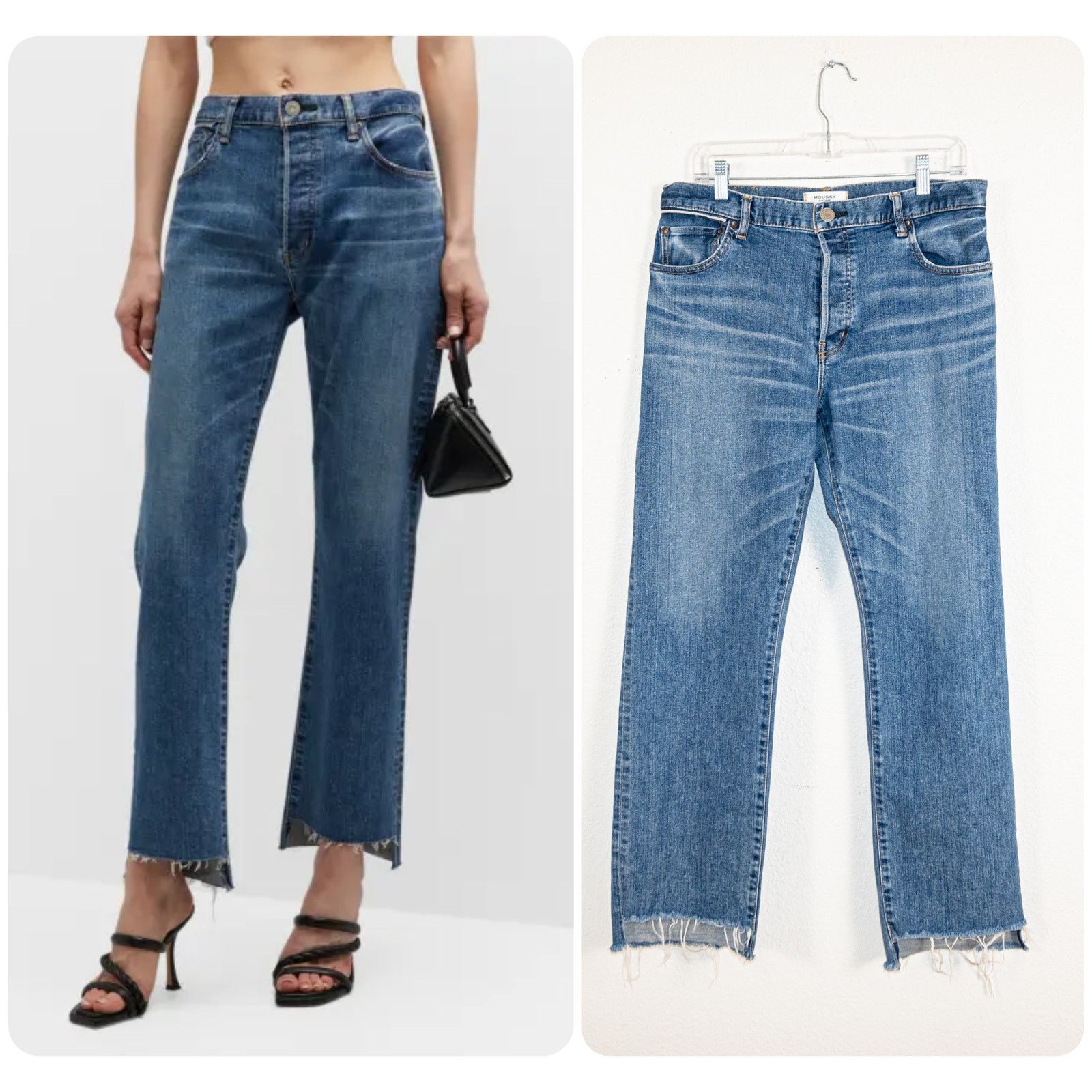 MOUSSY MOUSSY Vintage Harris Straight Denim Jeans fray Step Hem Size 31" - 1 Thumbnail