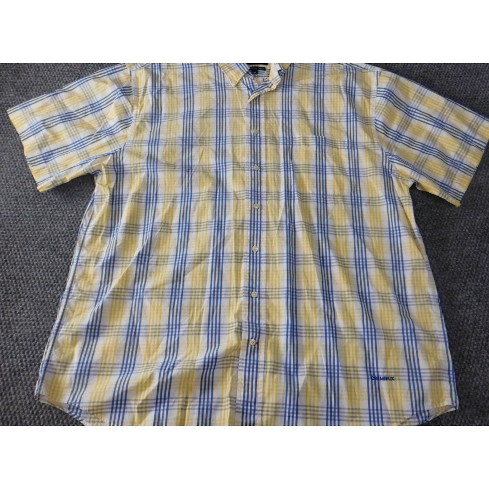 Cremieux Daniel Cremieux Mens Shirt XL Yellow Plaid Button-Up Knit Cotton Regular Short Sleeve Collared Button-Down Size US XL / EU 56 / 4 - 3 Thumbnail