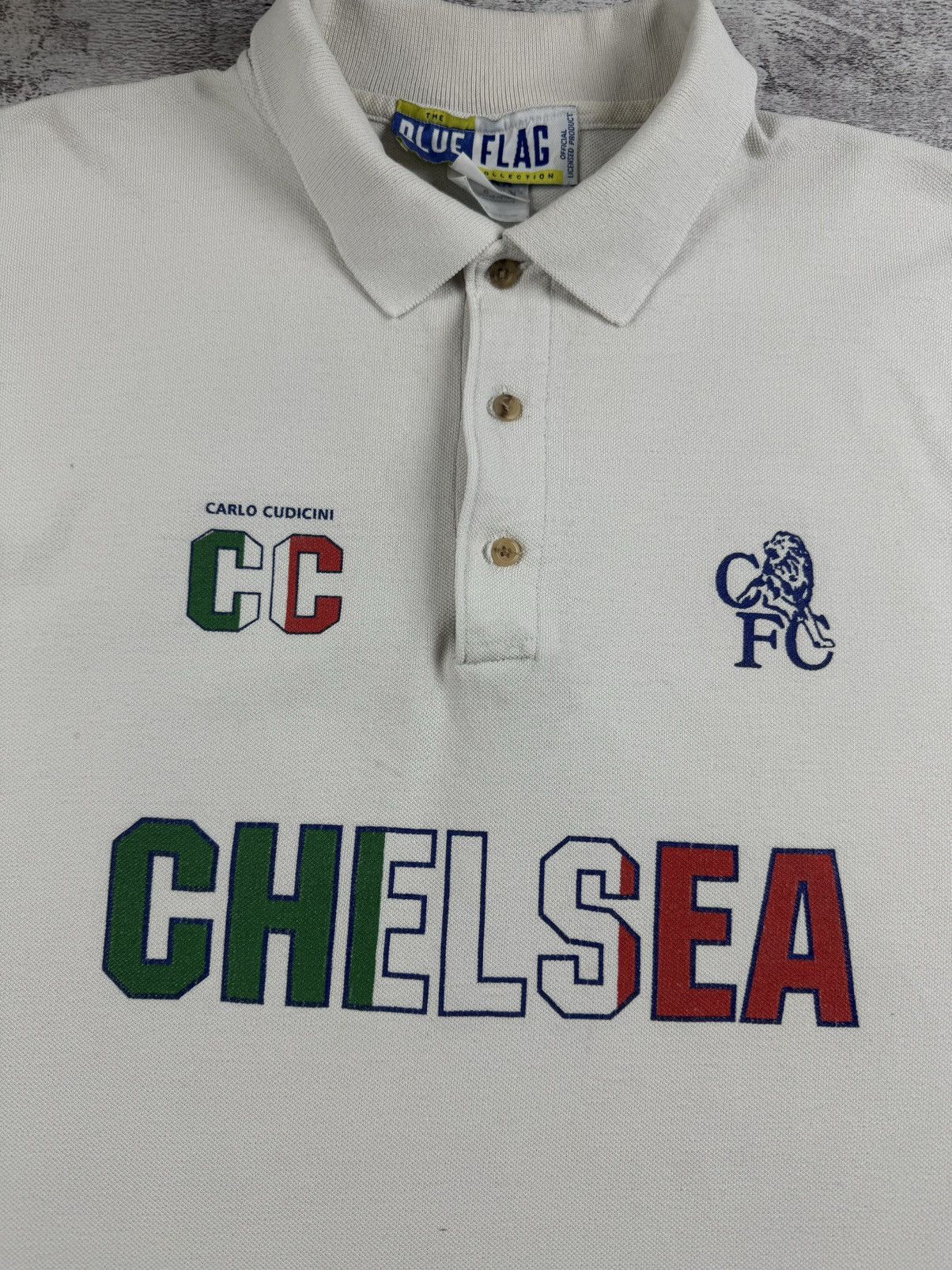 Chelsea Soccer 90S Chelsea Carlo Cudicini F.C Italy Polo T Shirt Tee Jersey Size US L / EU 52-54 / 3 - 7 Thumbnail