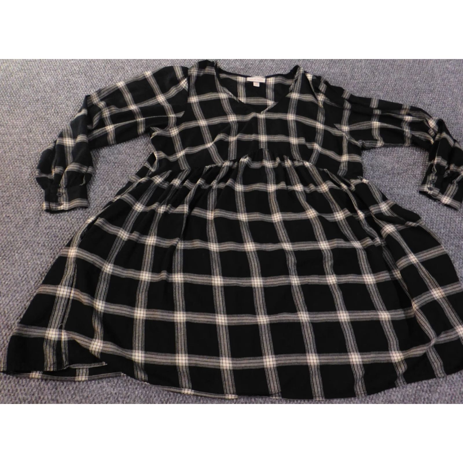 Vintage Knox Rose Dress Womens XXL Black Plaid A-line Designer Cotton Rayon Size XXL / US 16-18 / IT 52-54 - 3 Thumbnail