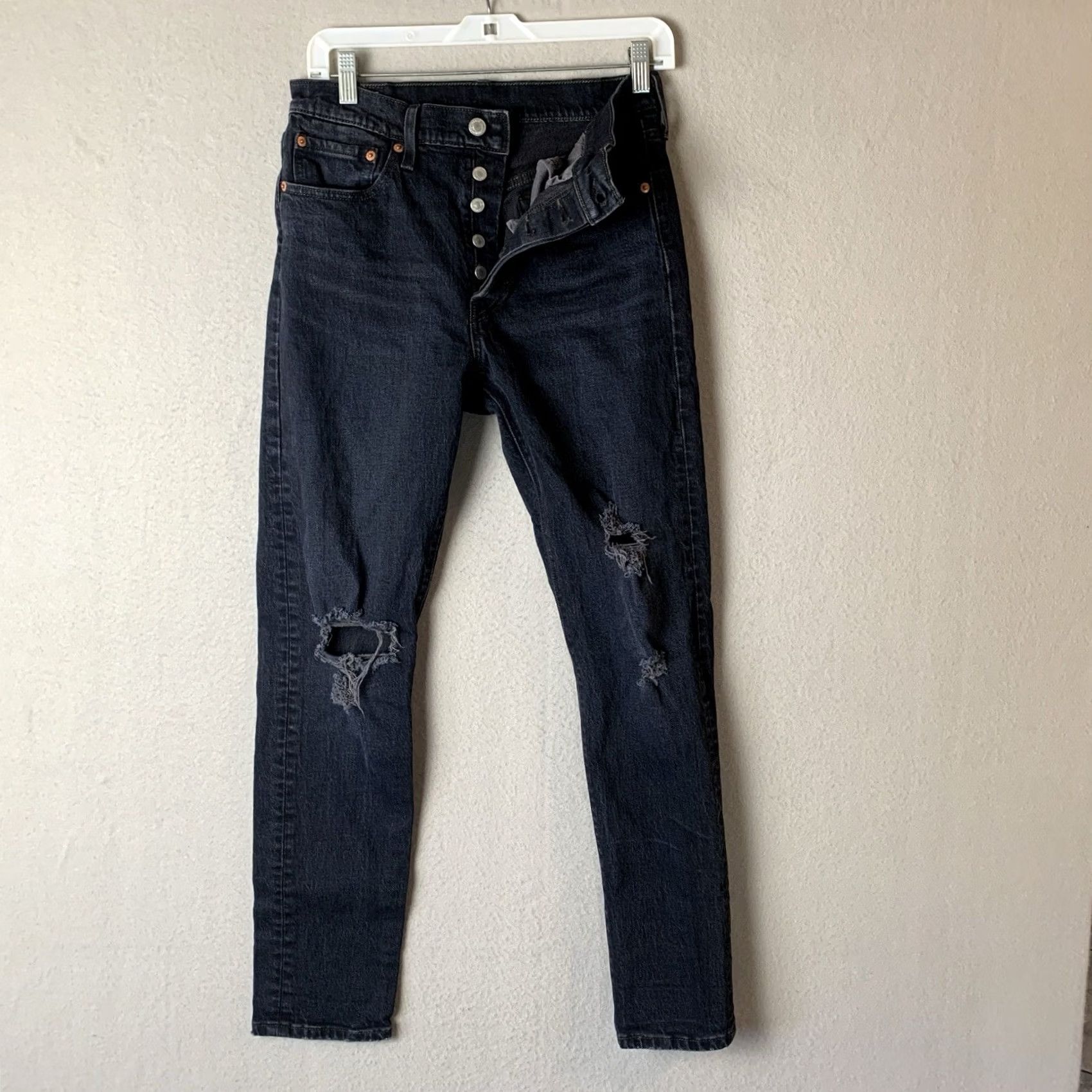Levi's Levi's Premium 501 S Jeans Women 28x30 Black Button Fly Distressed Western Retro Grunge Hipster School Y2K Floral? Wait. Size 28" / US 6 / IT 42 - 2 Thumbnail