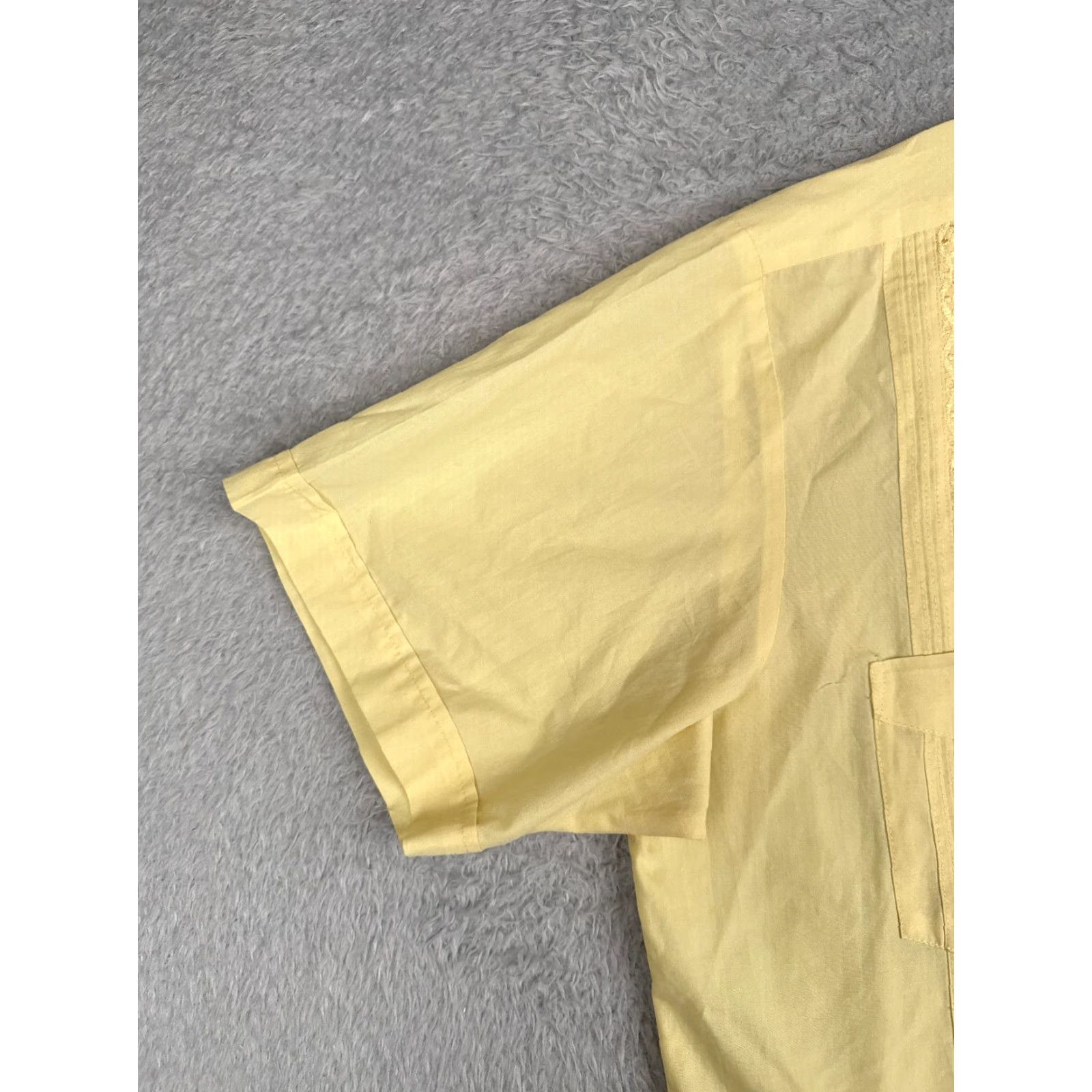 Haband VINTAGE The Genuine Haband Guayabera Shirt Men XL Yellow 4 Pocket Poly READ Size US XL / EU 56 / 4 - 3 Thumbnail