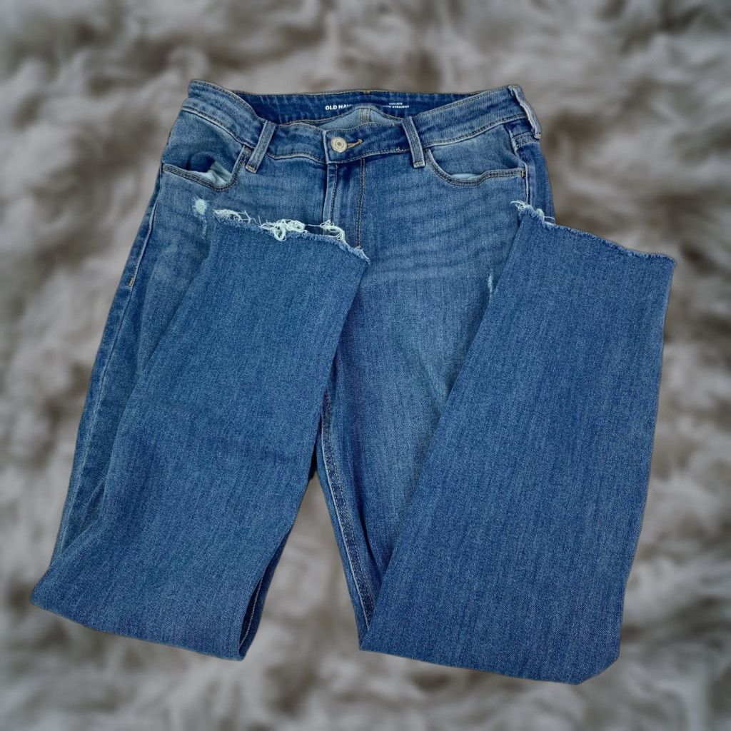 Old Navy VINTAGE Old Navy Women Jeans Wow Straight High Rise Size 6 Petite Distressed Raw Hem Size 28" / US 6 / IT 42 - 1 Thumbnail