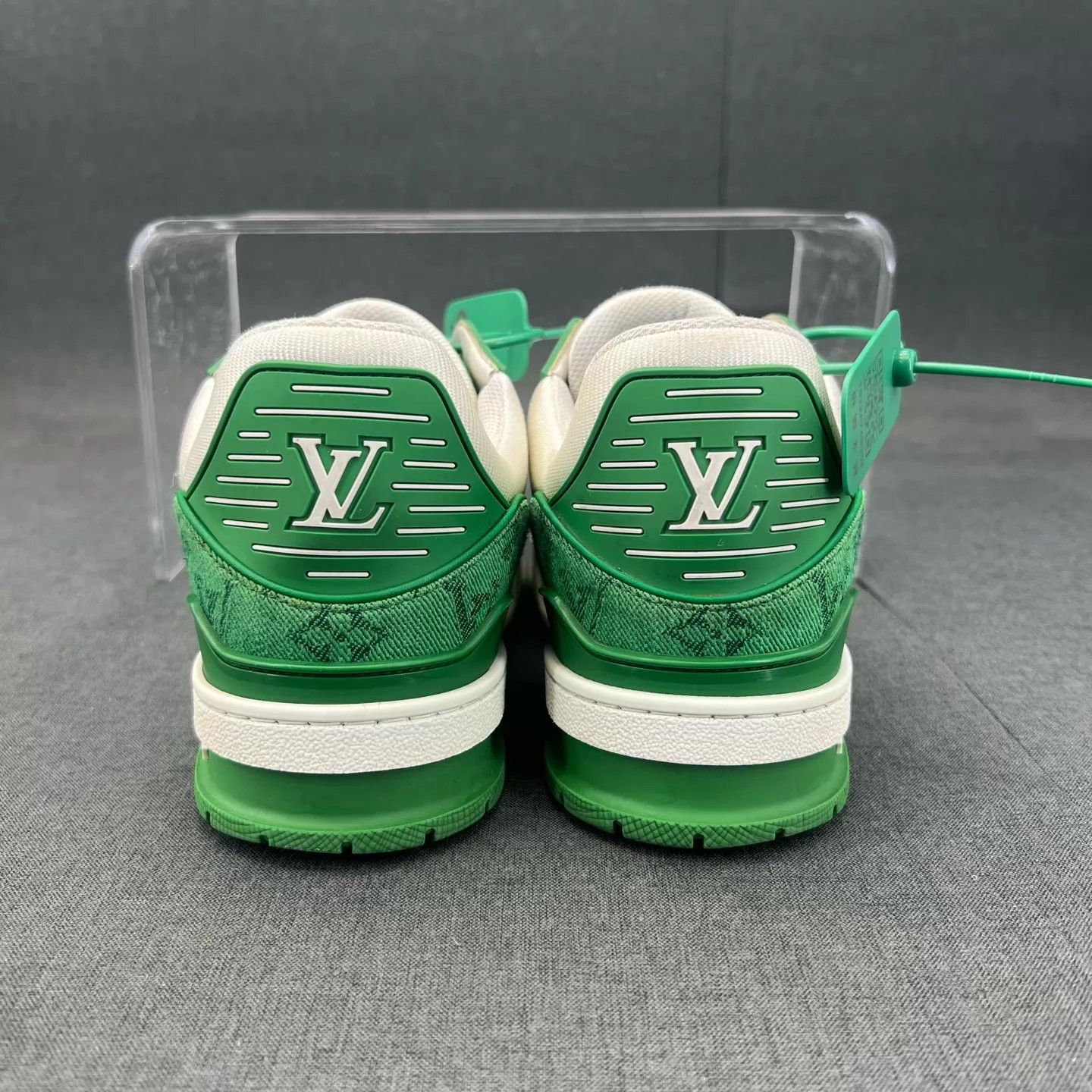 Louis Vuitton LV Trainer White Green Denim 7.5/41.5 New Size US 8.5 / EU 41-42 - 5 Thumbnail