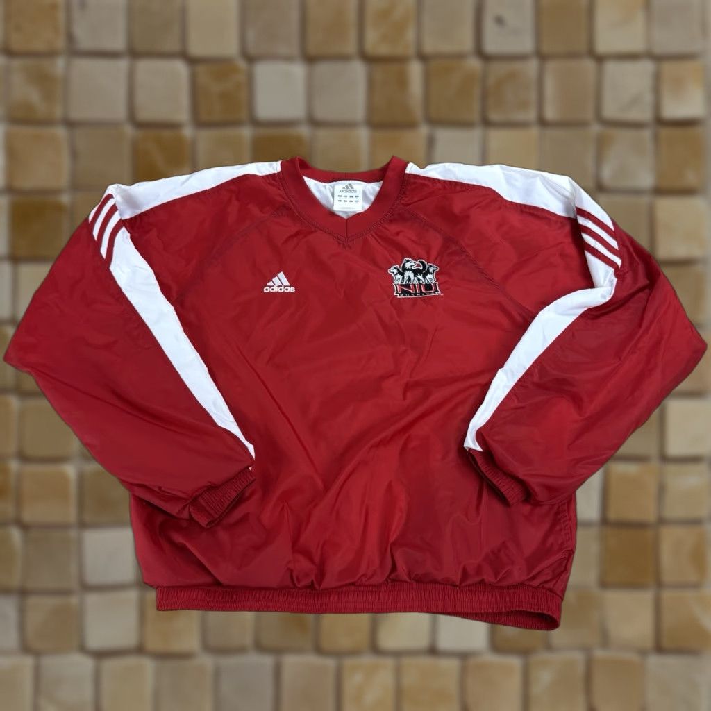 Adidas VINTAGE Adidas Windbreaker Jacket Men S Red Nylon Lined NIU Huskies 90s Concert? Size US S / EU 44-46 / 1 - 1 Thumbnail