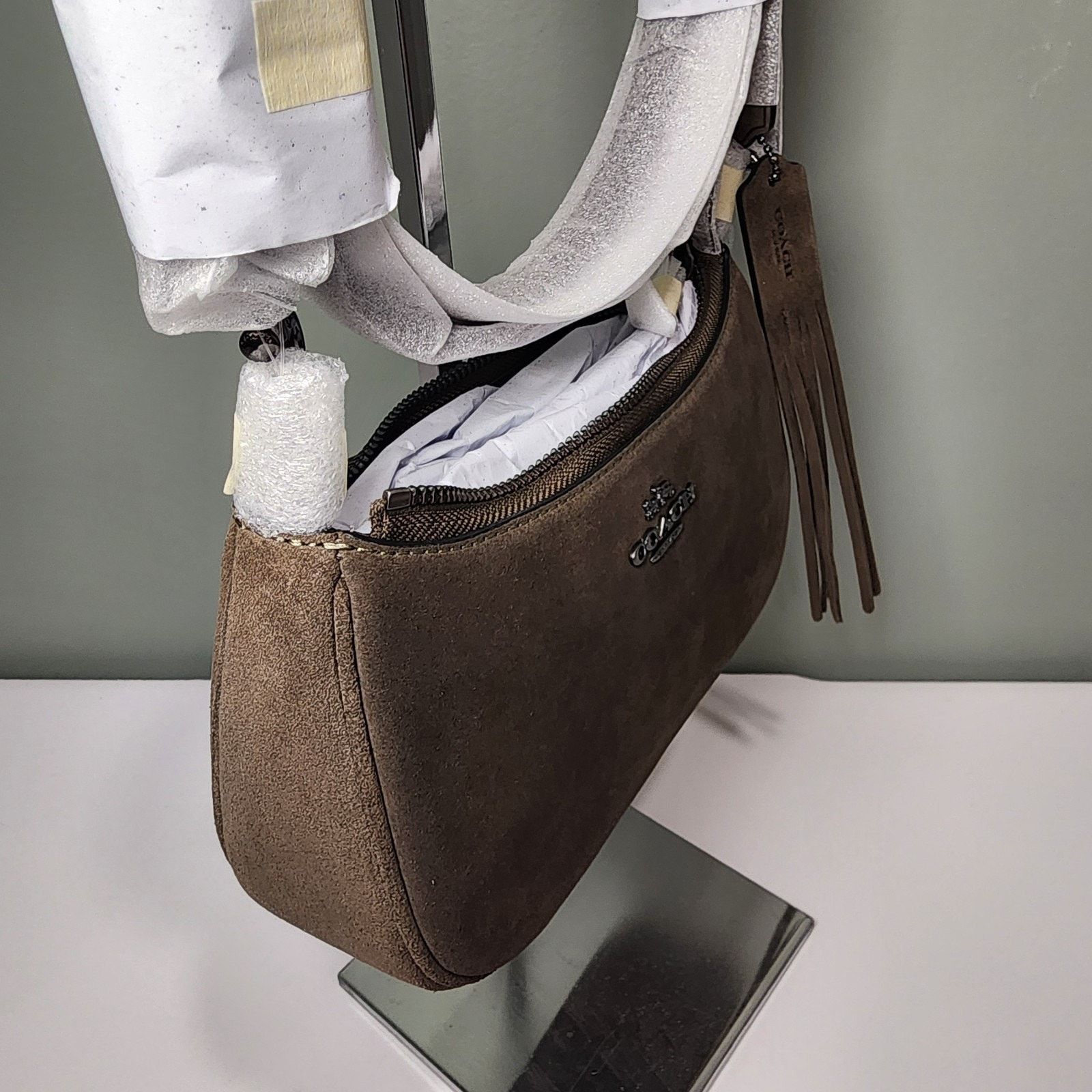 Coach NWT Coach CCE42 Teri Mini Crossbody Bag In Suede Army Green Size ONE SIZE - 4 Thumbnail