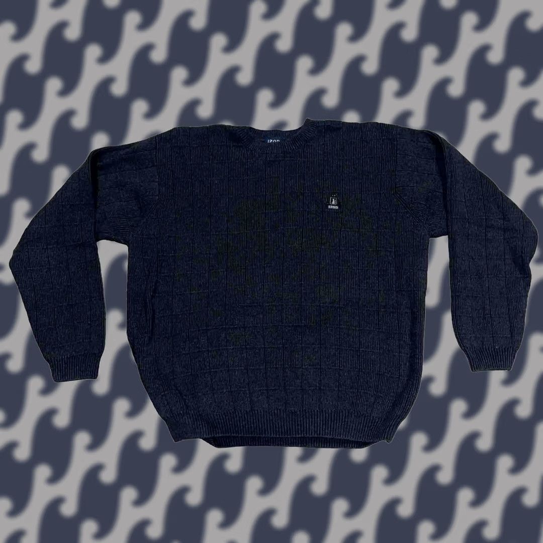 Izod IZOD Men's Cable Knit Golf Sweater Charcoal Gray Cotton Logo Ribbed Knit Pullover L Mens Regular Size US L / EU 52-54 / 3 - 1 Thumbnail