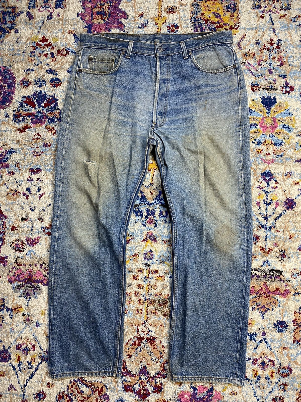 Levi's × Vintage 80's Levis 501 Distressed Relaxed Blue Denim Jeans 38x32 Size US 38 / EU 54 - 1 Thumbnail