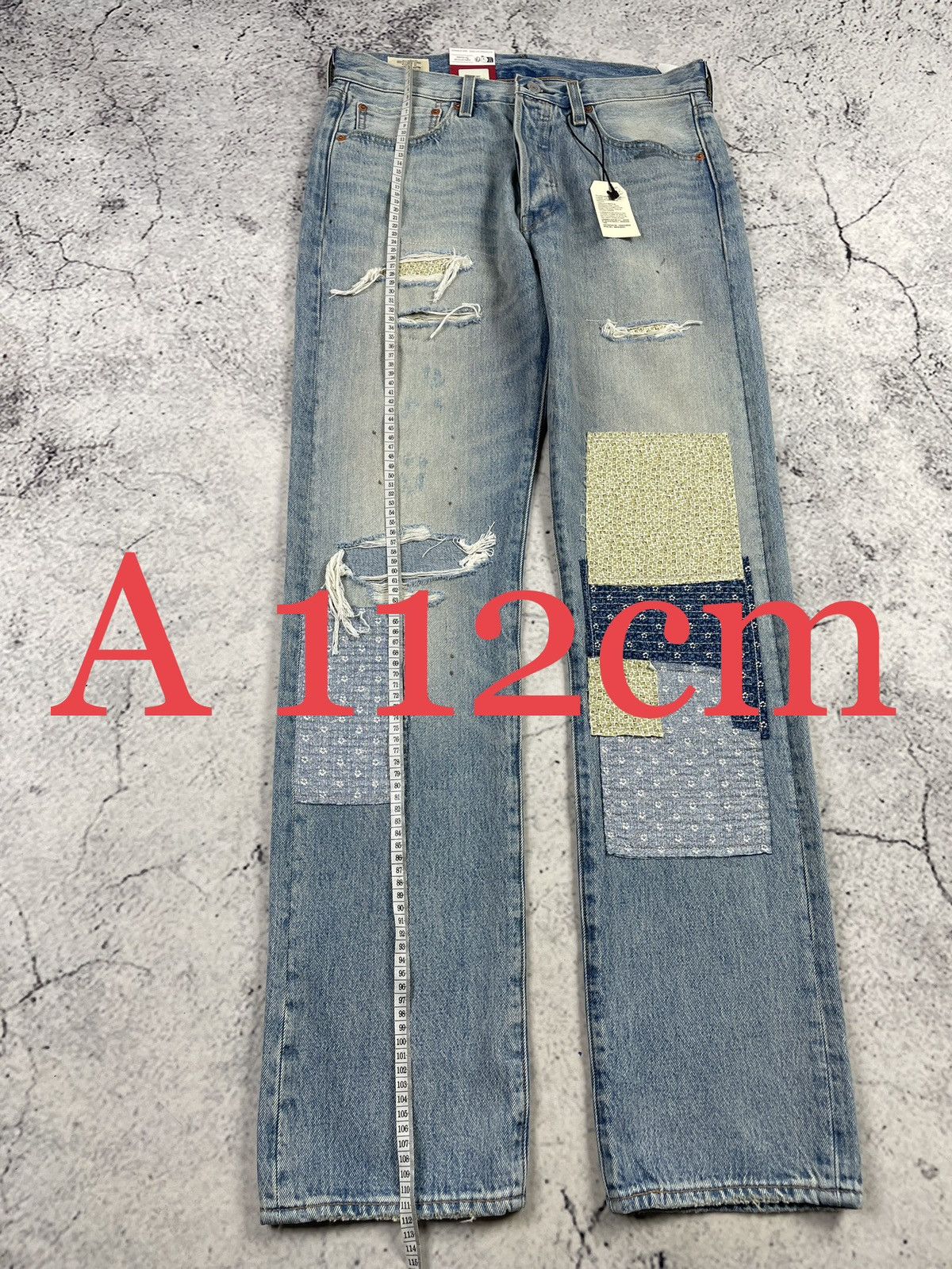 Levi's Levi’s 501 150th W32 L34 Destroyed Jeans Blue Straight Fit Size US 34 / EU 50 - 5 Thumbnail