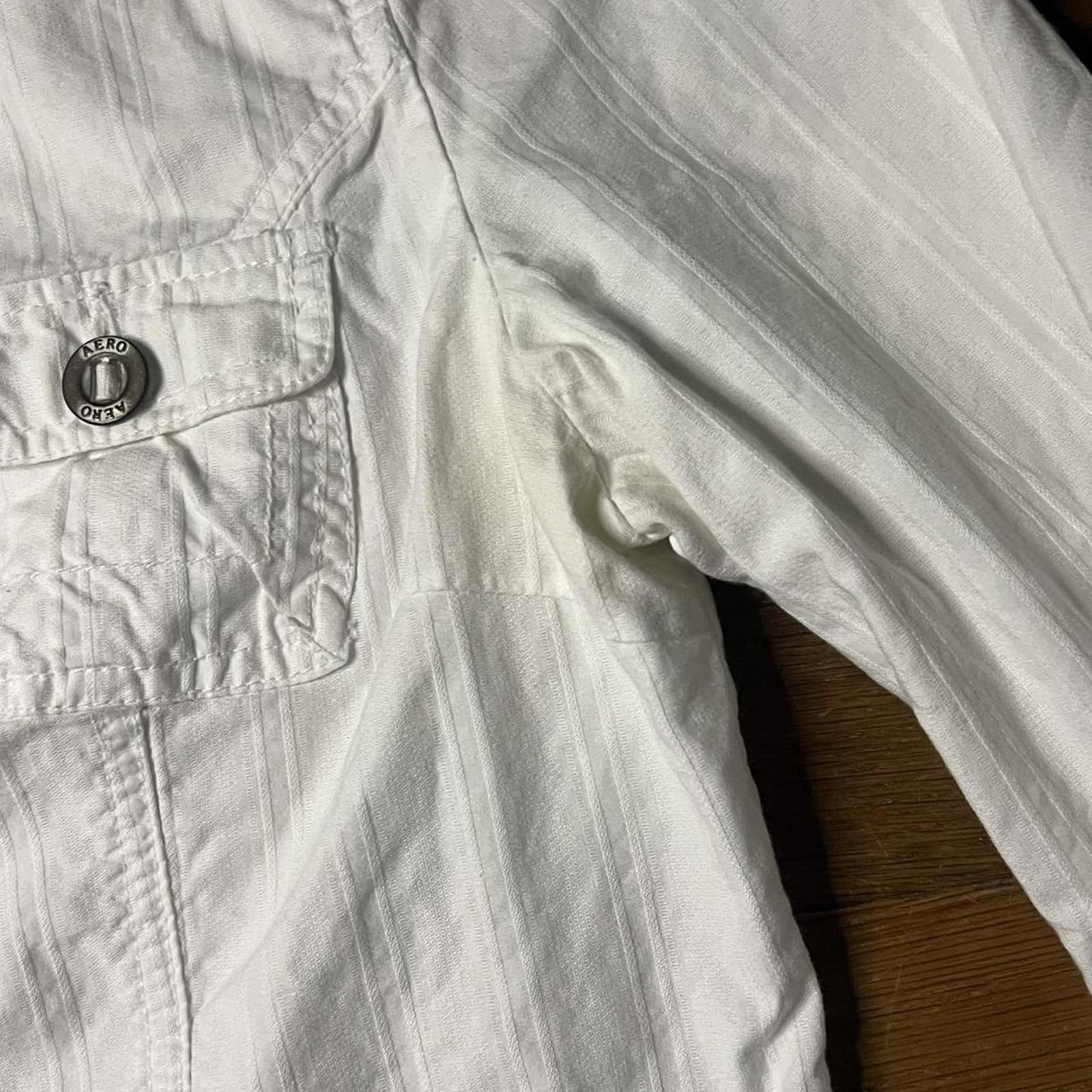 Aeropostale White lightweight cotton blazer Size L / US 10 / IT 46 - 7 Thumbnail