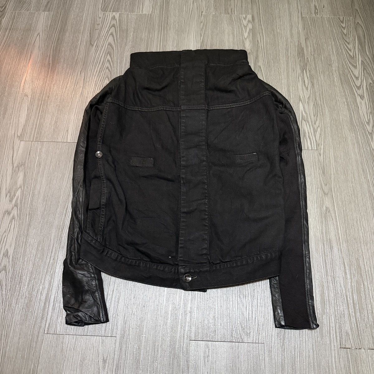 Rick Owens Rick Owens Black Hybrid Leather Slave jacket Size XS / US 0-2 / IT 36-38 - 13 Thumbnail