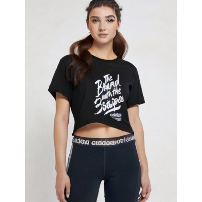 Adidas Streetwear Graphic Black Cropped Tee Adidas Size L / US 10 / IT 46 - 8 Thumbnail