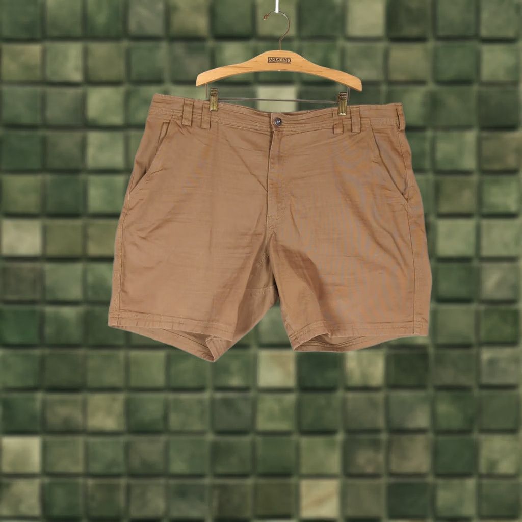 Vintage Duluth Flex Fire Hose Shorts Men’s 42 Relaxed Fit Khaki Brown Chino Canvas Zip Pockets Casual Workwear Summer Spring Fall Mens Size US 42 / EU 58 - 1 Thumbnail