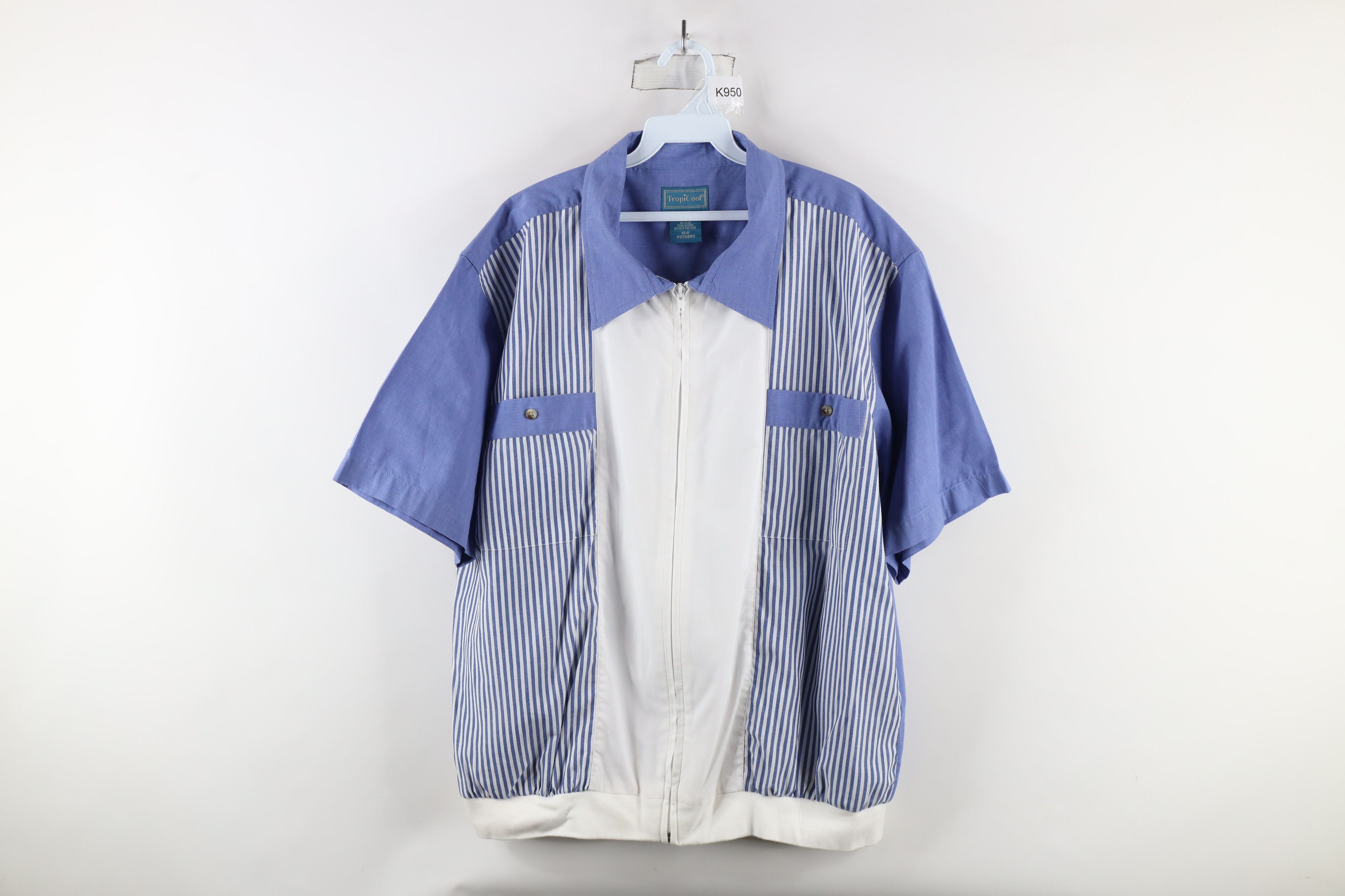 Vintage Vintage 90s Streetwear Short Sleeve Full Zip Collared Jacket Size US XL / EU 56 / 4 - 1 Thumbnail