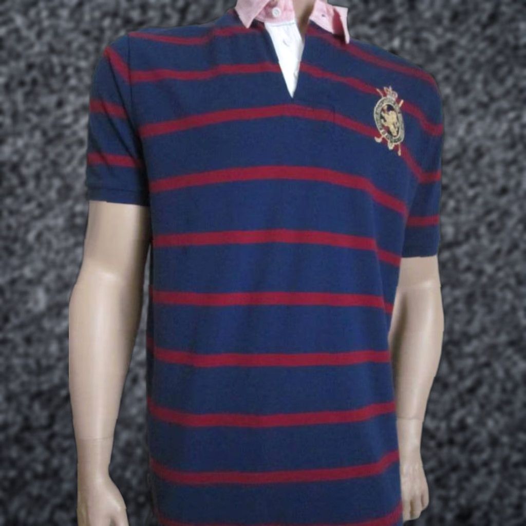 Ralph Lauren Ralph Lauren Navy Striped Rugby NWT L Shirt Men Short Sleeve Cotton Button-Up Redefine Color: Navy with Stripes Size US L / EU 52-54 / 3 - 1 Preview