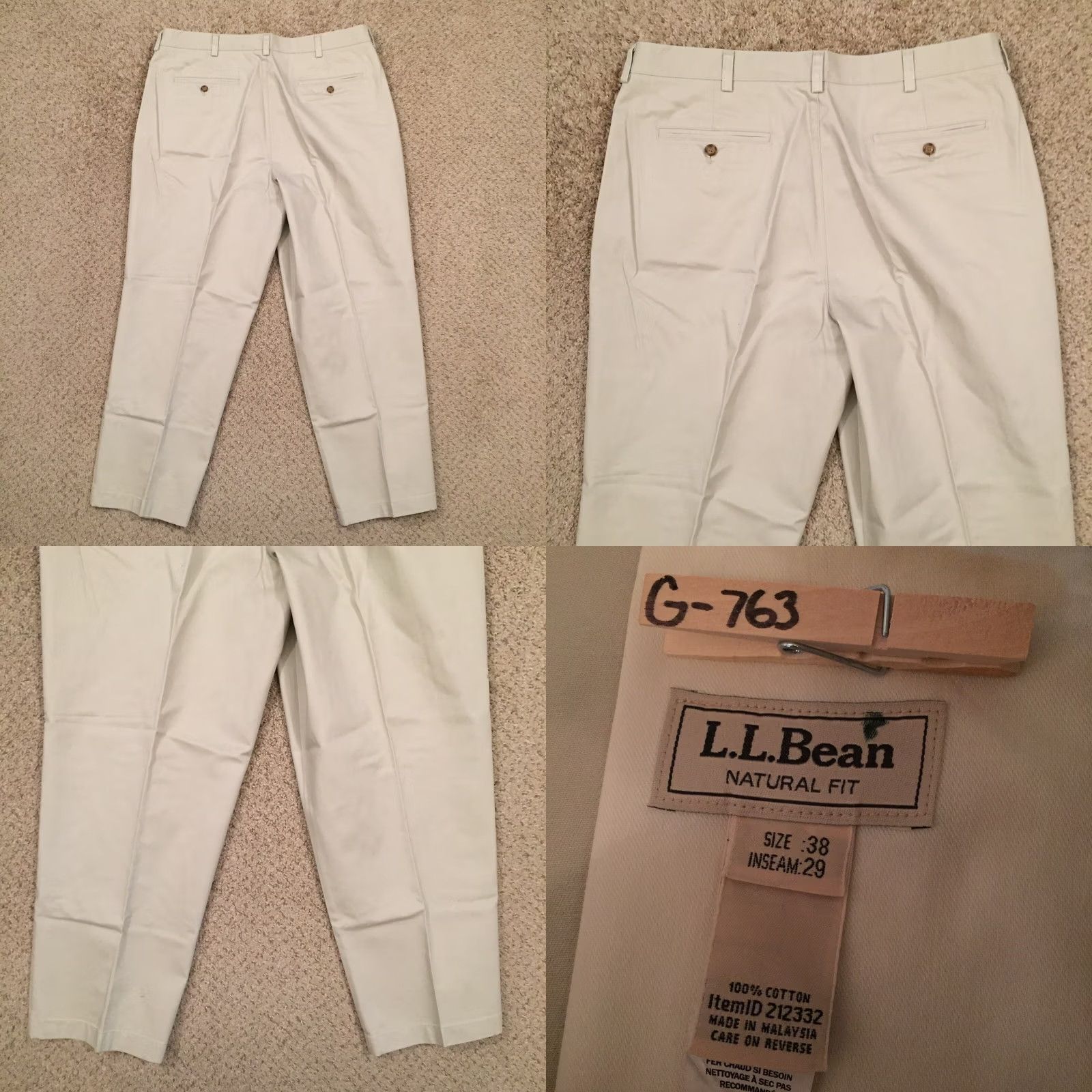 Vintage L.L. Bean Pants Mens Size 38 Beige Flat Front Chino Straight Leg 28in Inseam Size US 38 / EU 54 - 8 Thumbnail