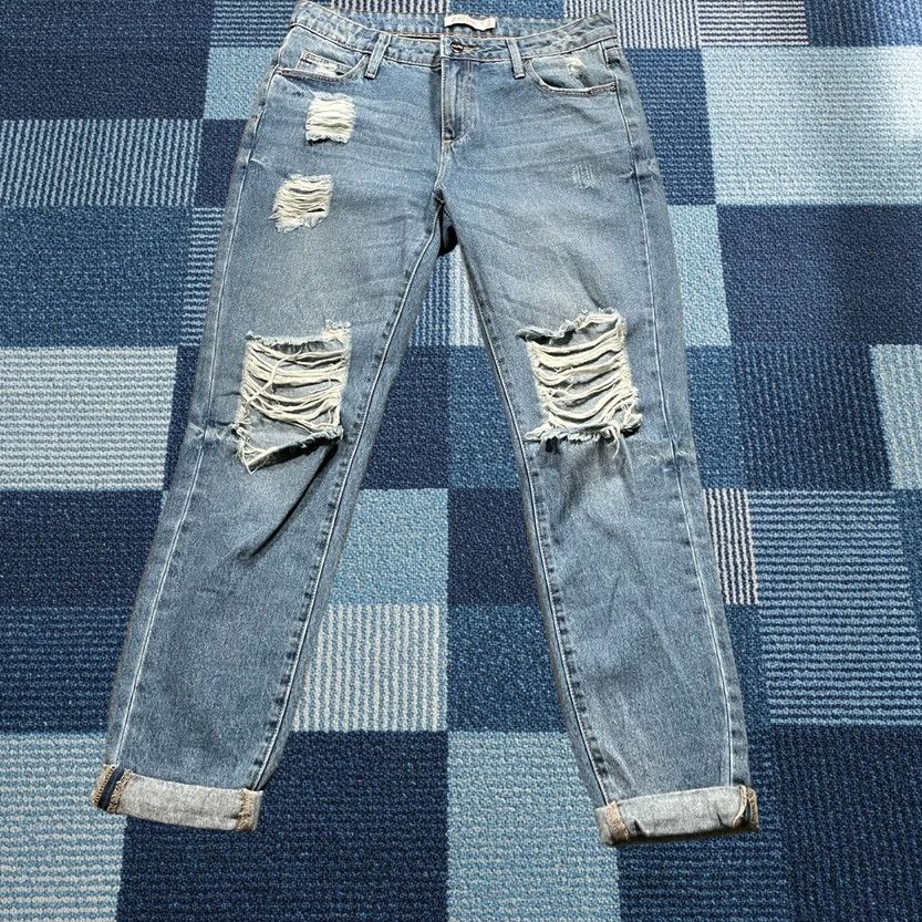 Vintage JustFab Jeans Womens 26 Mid-Rise Skinny Distressed Cuffed Rinse Blue Denim Size 26" / US 2 / IT 38 - 1 Thumbnail