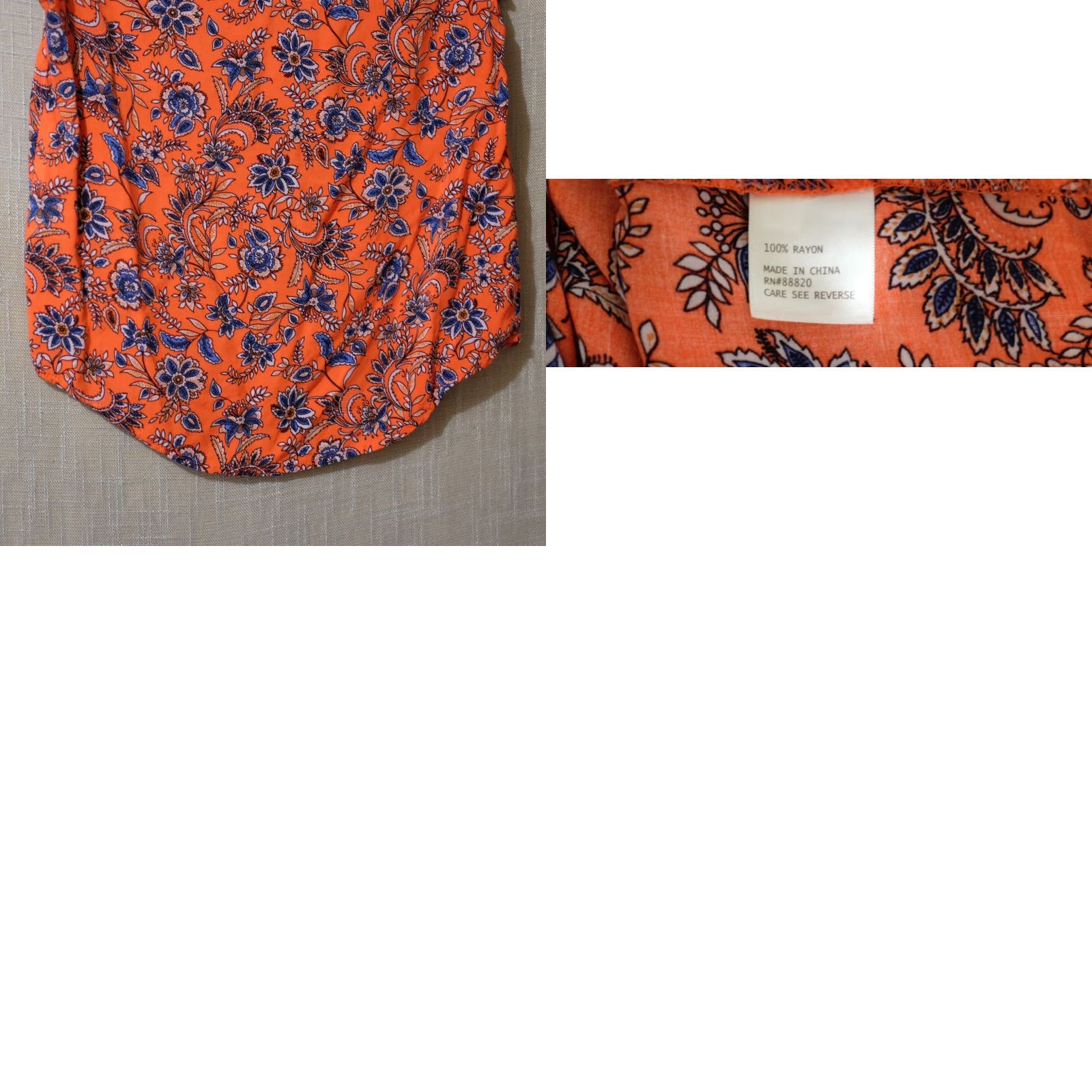 Vintage EUC Ana christine Summer Floral Top Womens M Short Sleeve Round Neck 100% Rayon Lightweight Soft Blouse Red/Navy/White Size M / US 6-8 / IT 42-44 - 8 Thumbnail