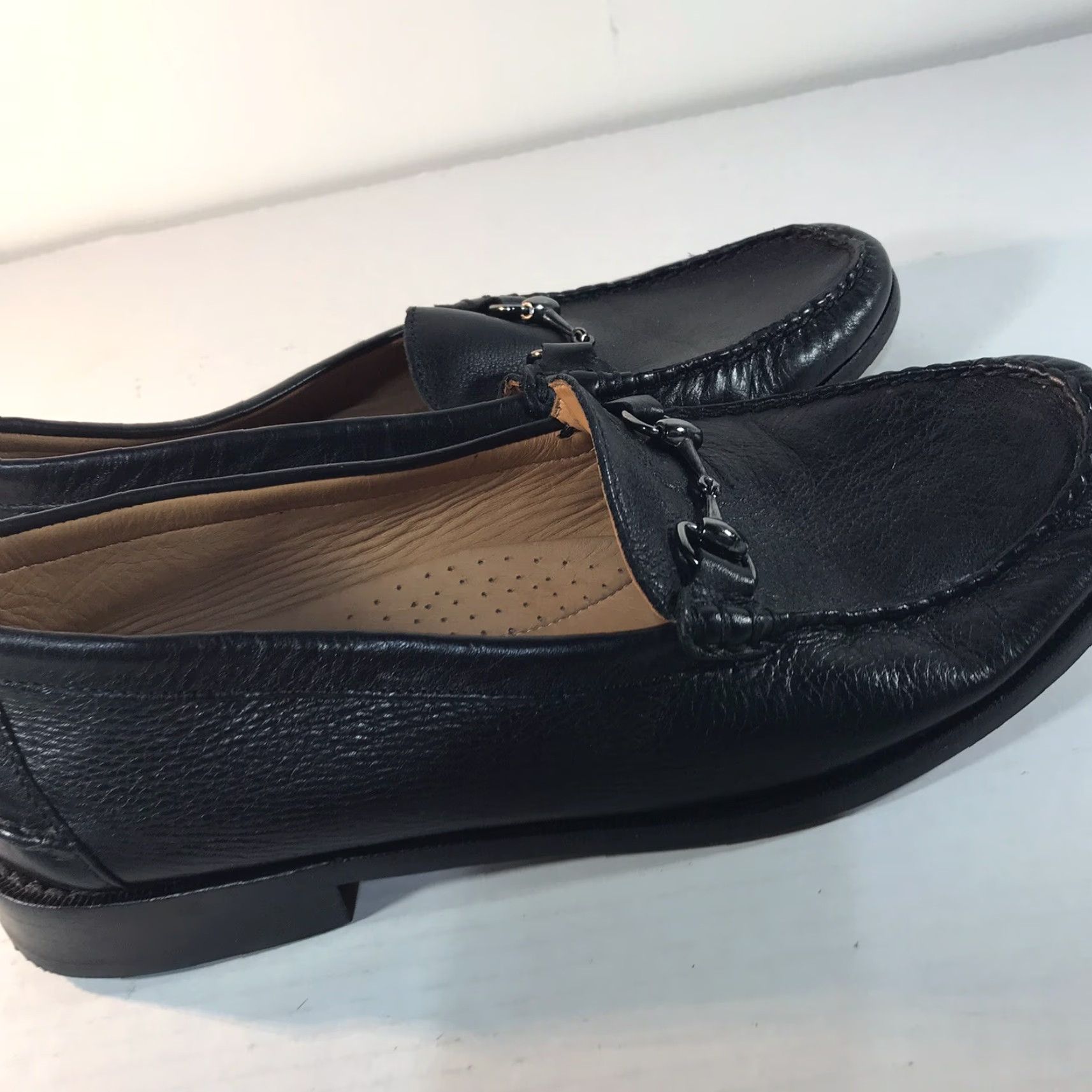 Johnston & Murphy Johnston Murphy Black Sheepskin Slip On Loafers Mens Size 11.5M Brazil Size US 12 / EU 45 - 6 Thumbnail