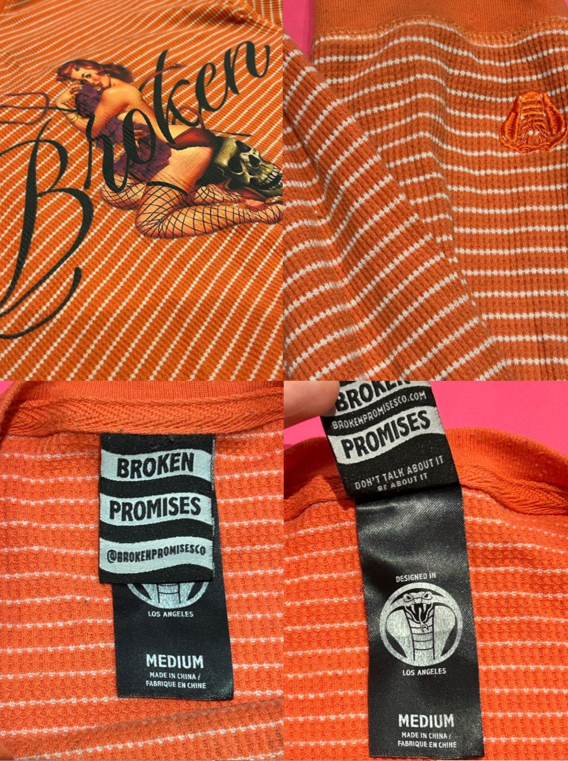 Broken Promises Co. × Japanese Brand ‘Broken Promises’ STRIPPED Y2K LONG SLEEVE Size US M / EU 48-50 / 2 - 2 Thumbnail