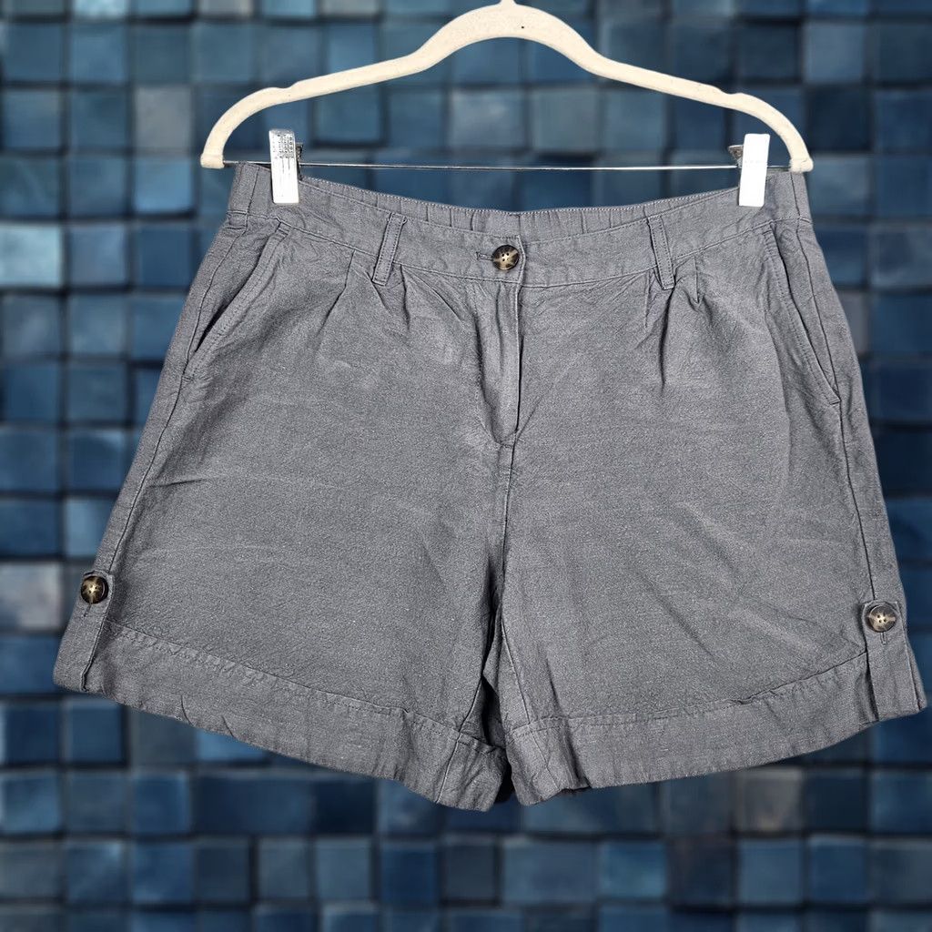 J. Jill J.JILL Women's Gray Linen Blend Rayon Petite Size 8 Flat Front Casual Pants Shorts? Size 30" / US 8 / IT 44 - 1 Thumbnail