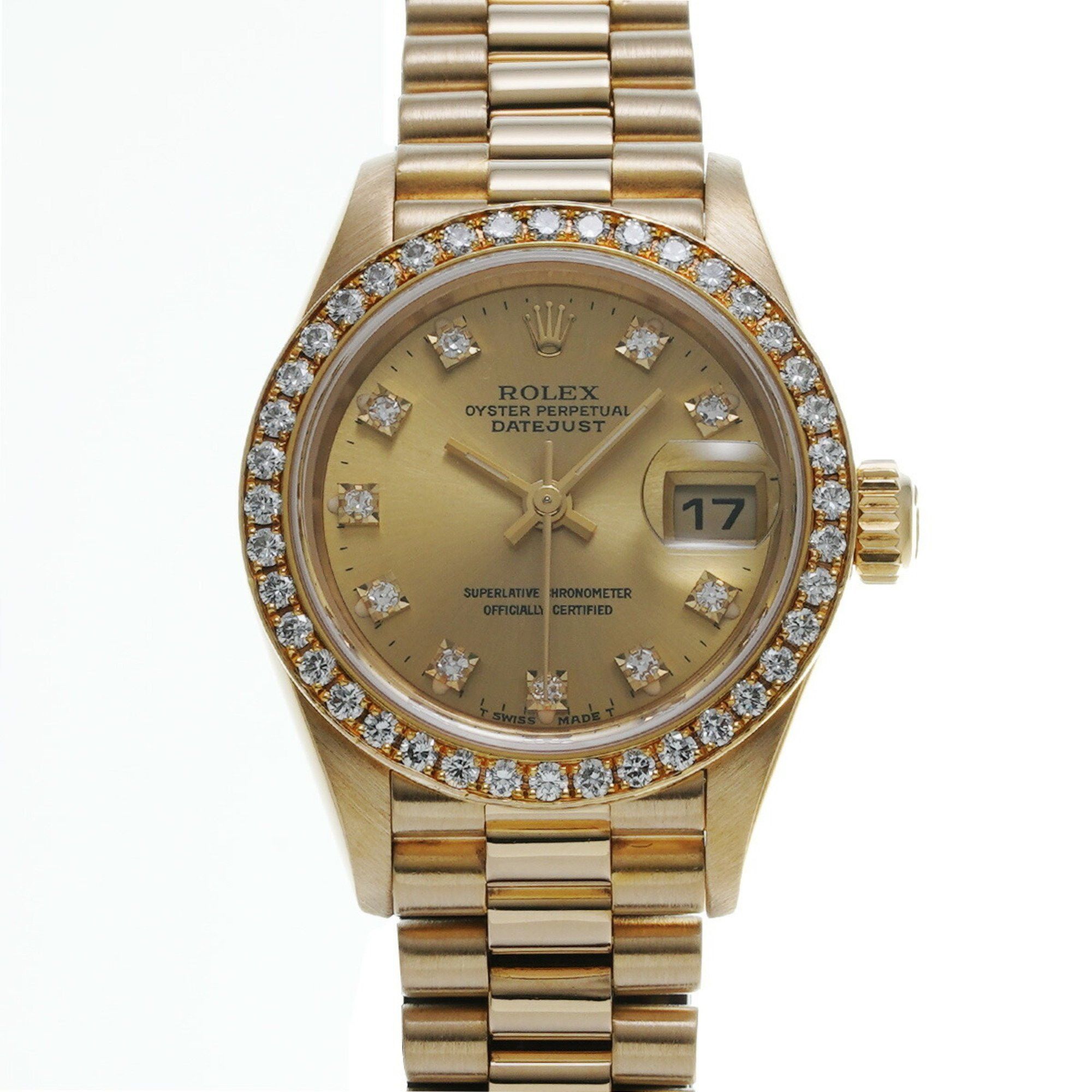 Rolex Datejust Bezel Diamond 10P 69138G L Series (Manufactured Around 1988) Champagne/diamond Ladies Watch Automatic, Women's