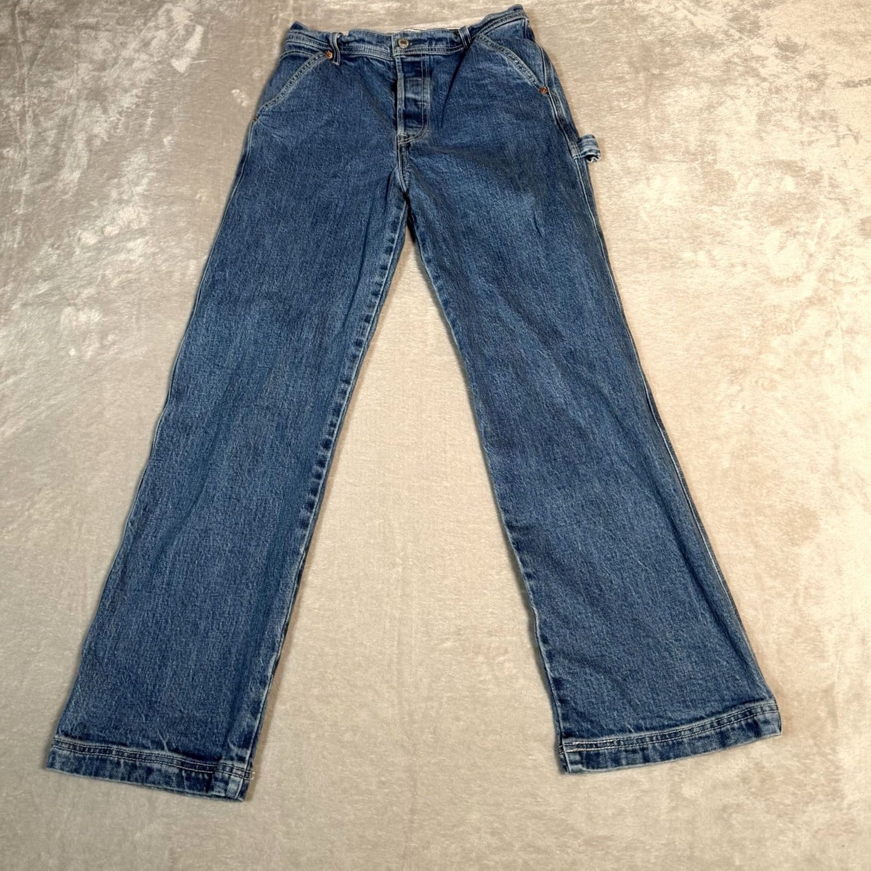Levi's VINTAGE? Levis Jeans Womens 28 Blue Ribcage Straight Carpenter High Rise Utility Premium Knit? (No) Size 28" / US 6 / IT 42 - 4 Thumbnail
