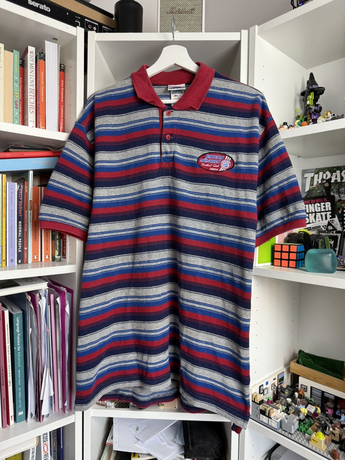 Adidas × Vintage Vintage 90s Adidas Bayern Munich striped polo t-shirt soccer Size US M / EU 48-50 / 2 - 1 Thumbnail