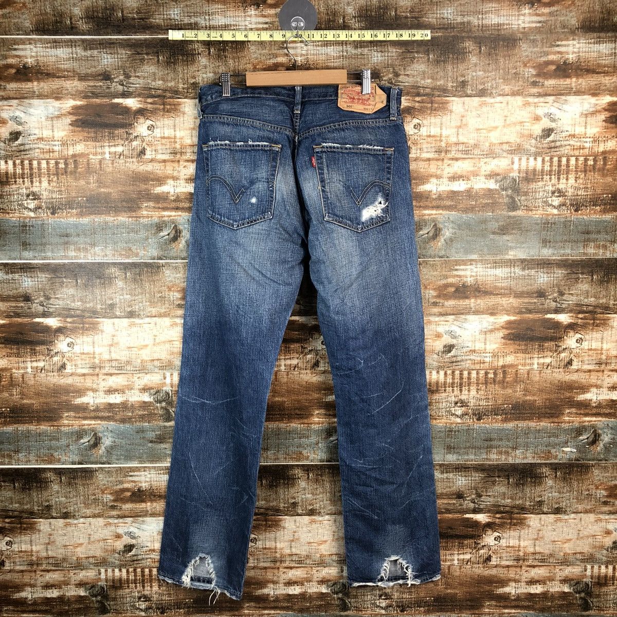 Levi's DL Levis 501 Blue ripped Distressed Denim Pants #C144 Size US 32 / EU 48 - 14 Thumbnail