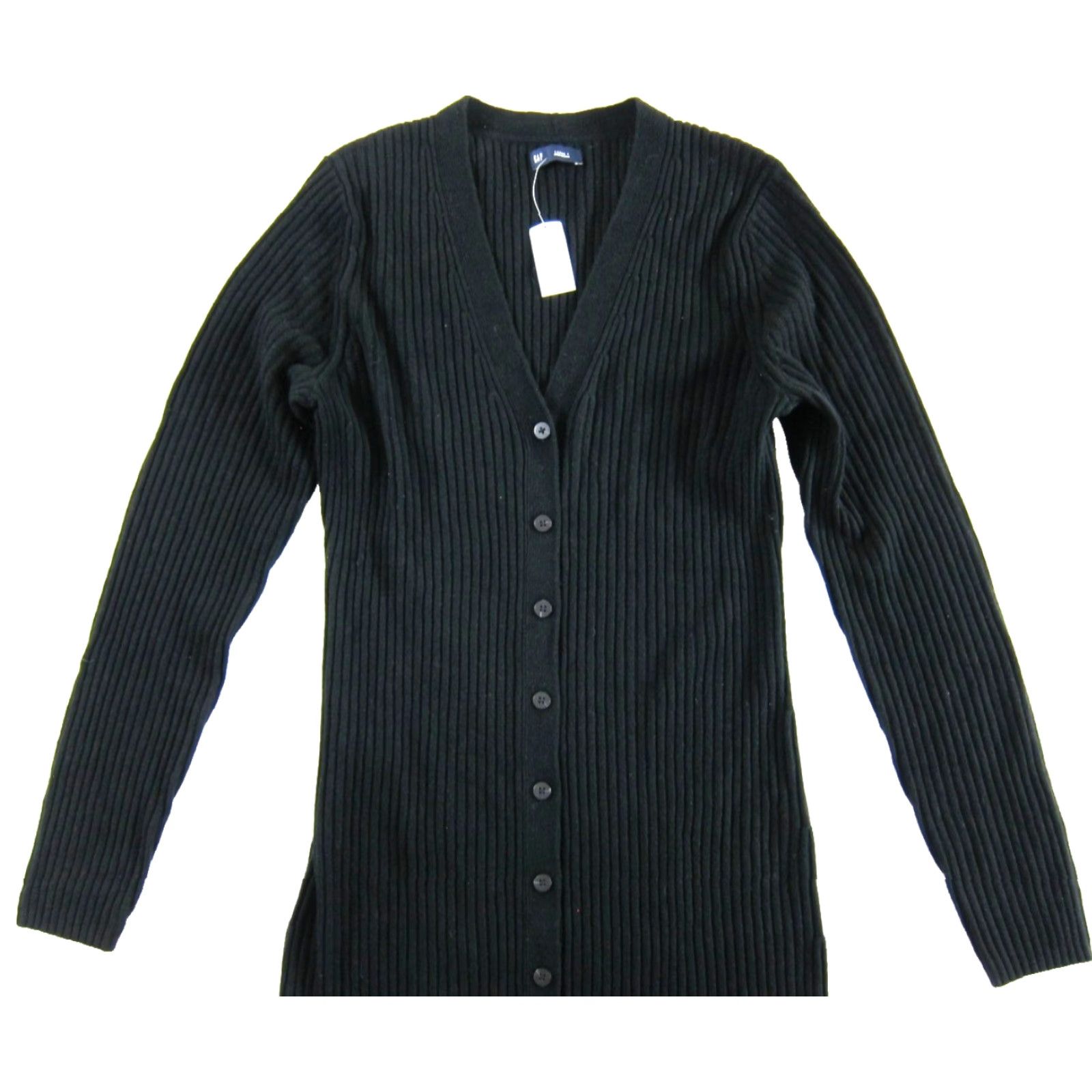 Gap GAP Black Knit Stretch Long Sleeve V-Neck Button Maxi Sweater Dress L Tall Size L / US 10 / IT 46 - 4 Thumbnail