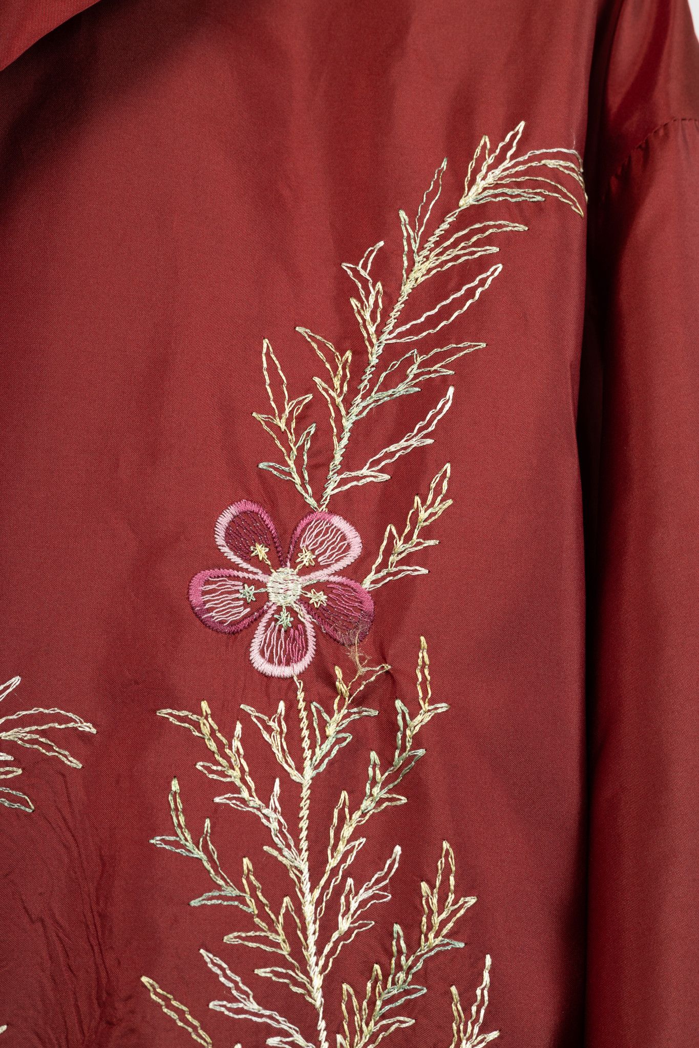 eskandar eskandar Red Silk Taffeta Floral-Embroidered Topper Coat Size XL / US 12-14 / IT 48-50 - 8 Thumbnail