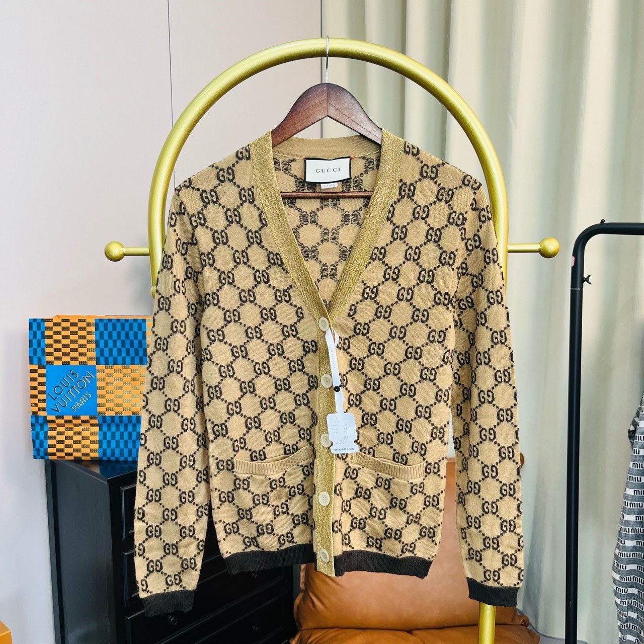 Gucci Gucci Gold full-print knitted cardigan swaeter 2501-Nextarr Size US XS / EU 42 / 0 - 1 Thumbnail