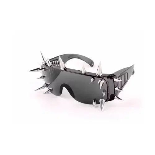 Electric Visual × Japanese Brand Goth Punk Spiked Oversized Black Sunglasses Size ONE SIZE - 2 Thumbnail