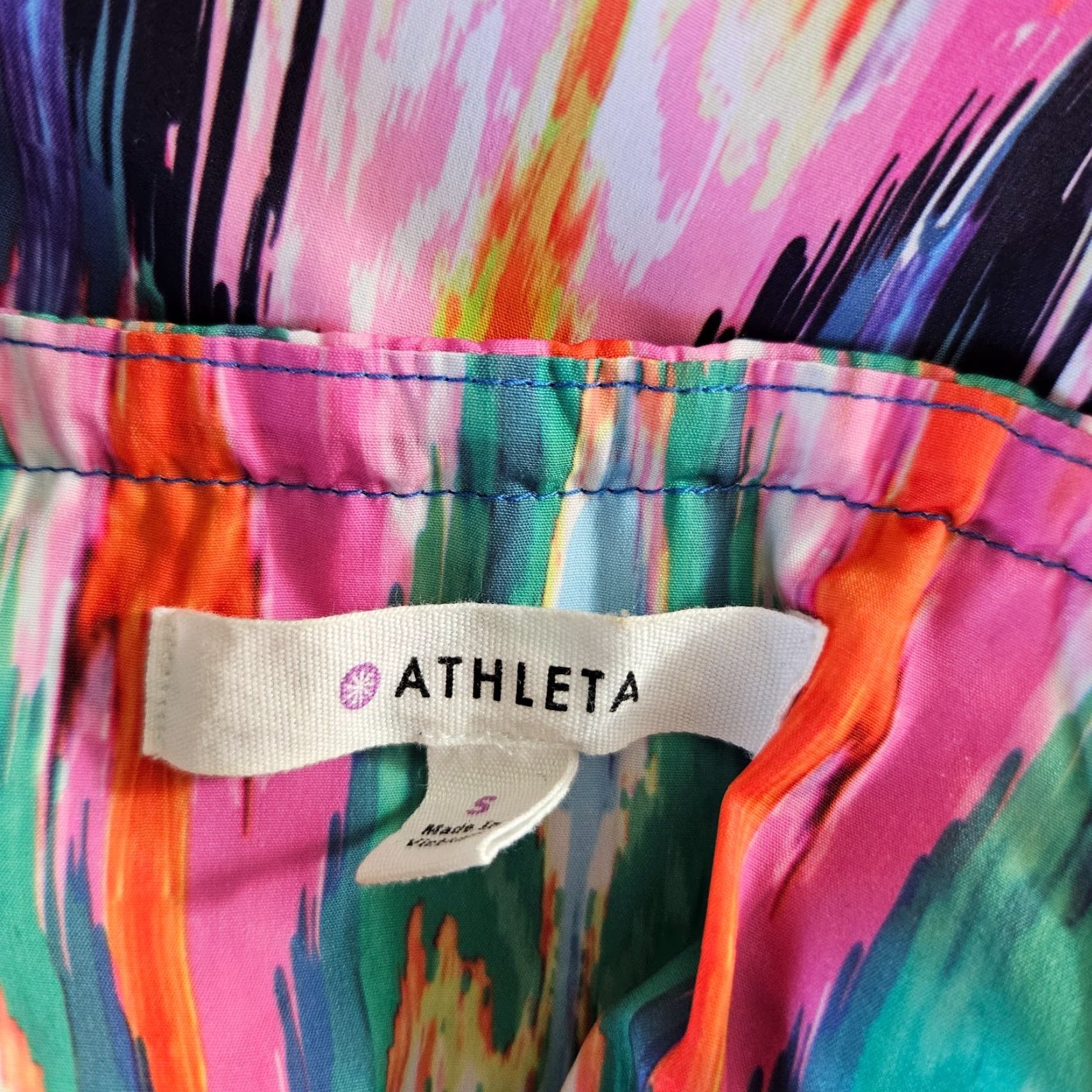Athleta VINTAGE? No. Athleta Womens Ikat Martinique Dress Sz Small Pink Blue Tassels Sleeveless Size S / US 4 / IT 40 - 5 Thumbnail