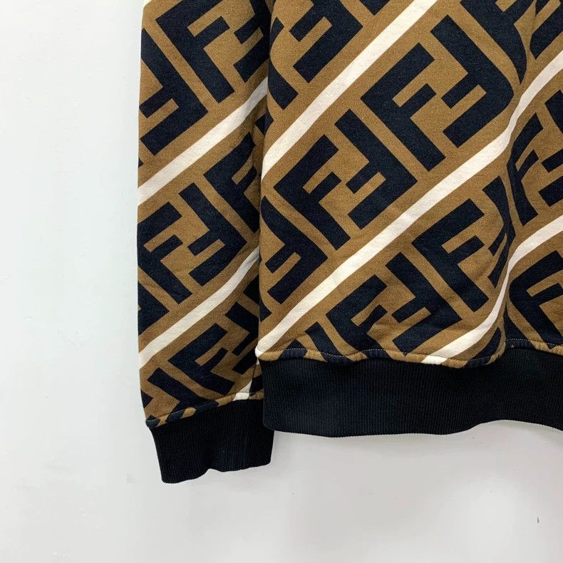 Fendi FENDI Dark Brown Striped Logo Letter Printed Cotton Crew N Size M / US 6-8 / IT 42-44 - 4 Thumbnail